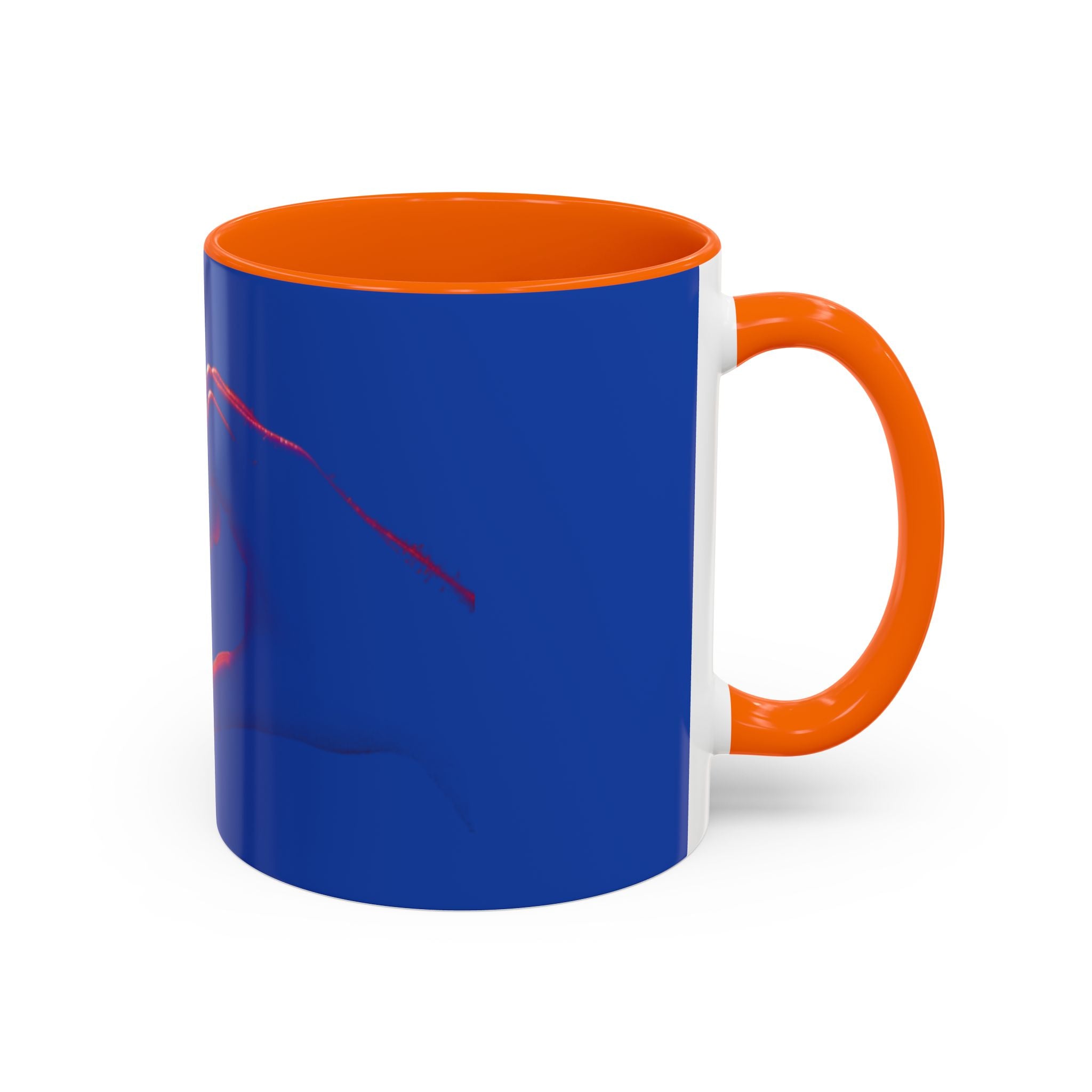 Blue Accent Coffee Mug with Neon Heart Hands Design — 11/15oz