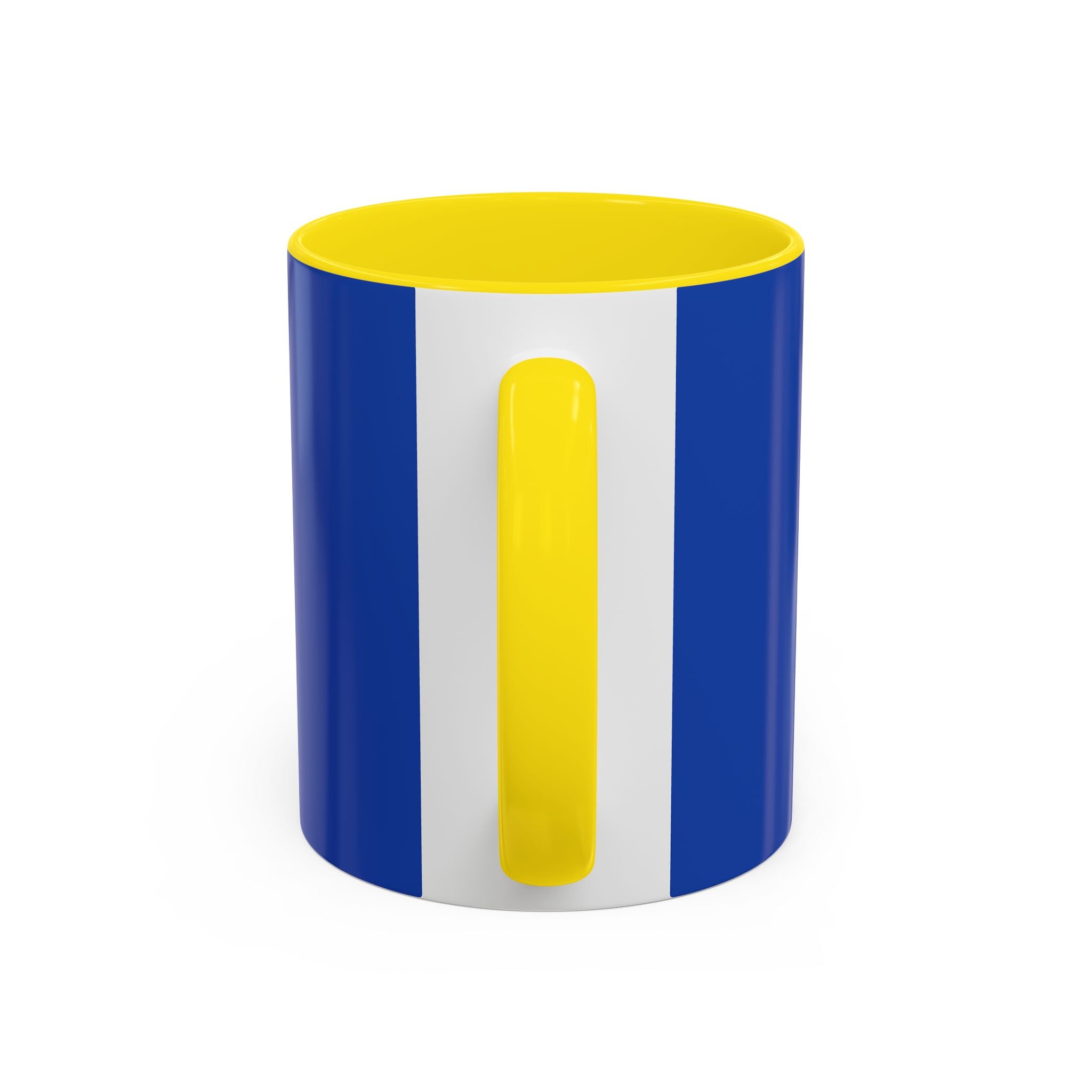 Blue Accent Coffee Mug with Neon Heart Hands Design — 11/15oz