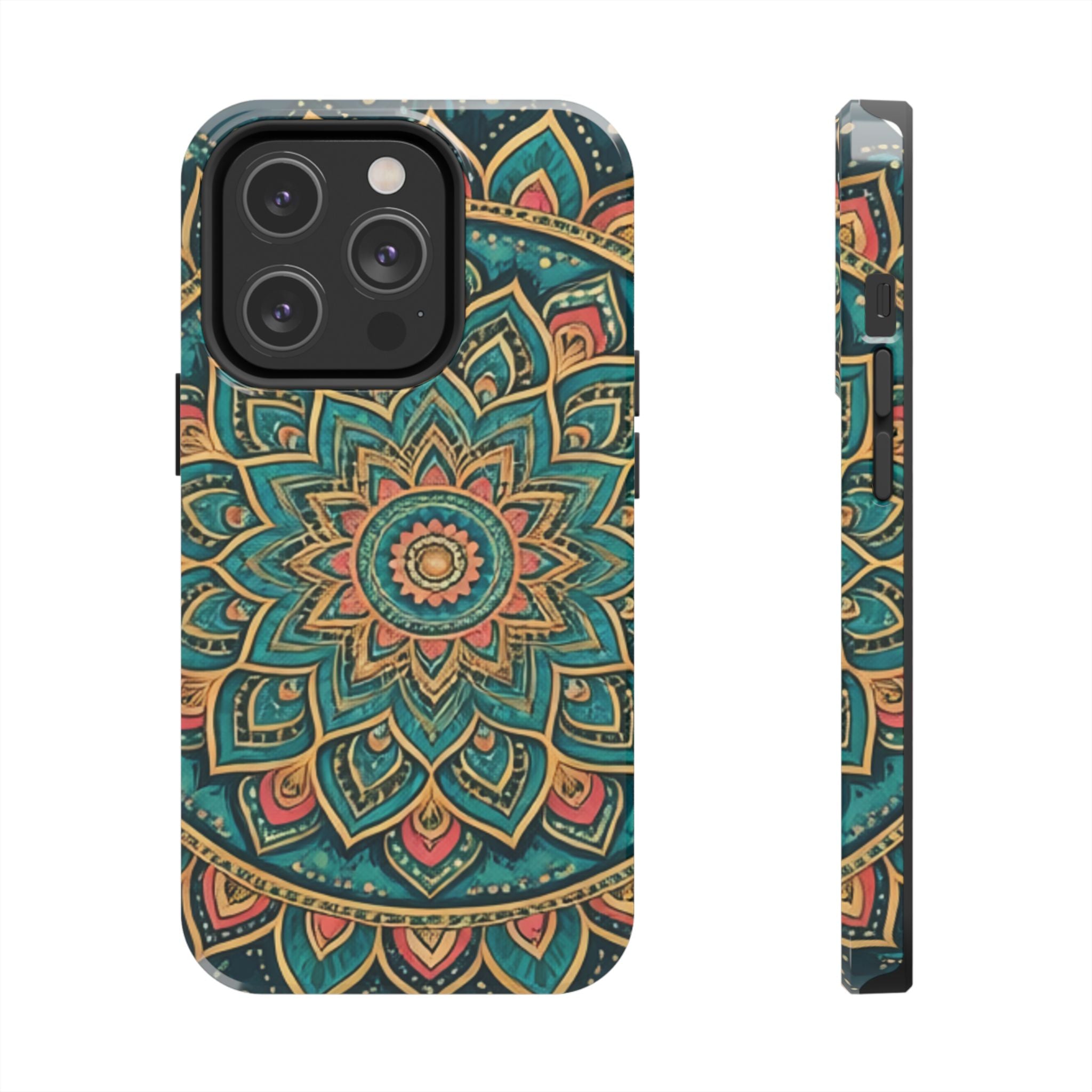 Teal Gold Mandala Tough Phone Case
