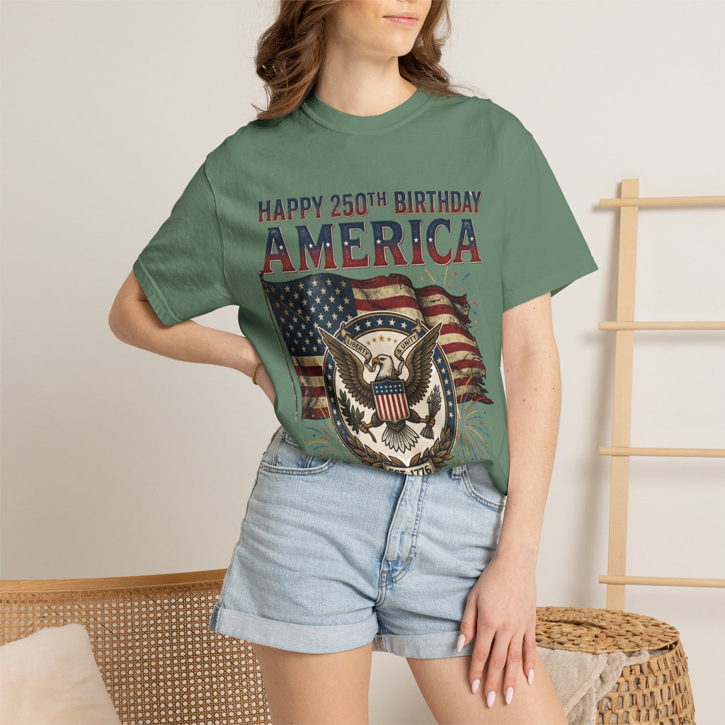 America 250th Anniversary T-Shirt — "Happy 250th Birthday America" Patriotic Tee (1776–2026)