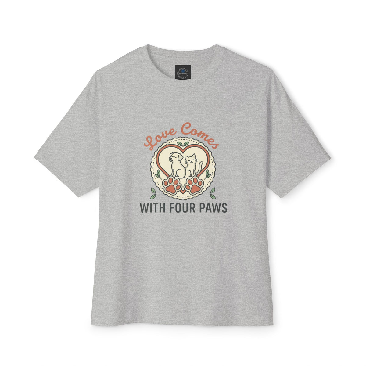 Love Comes With Four Paws T-Shirt | Dog Cat Pet Rescue Tee