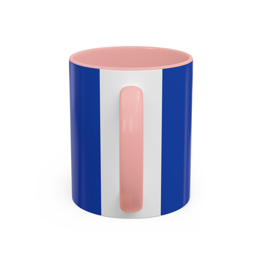 Blue Accent Coffee Mug with Neon Heart Hands Design — 11/15oz