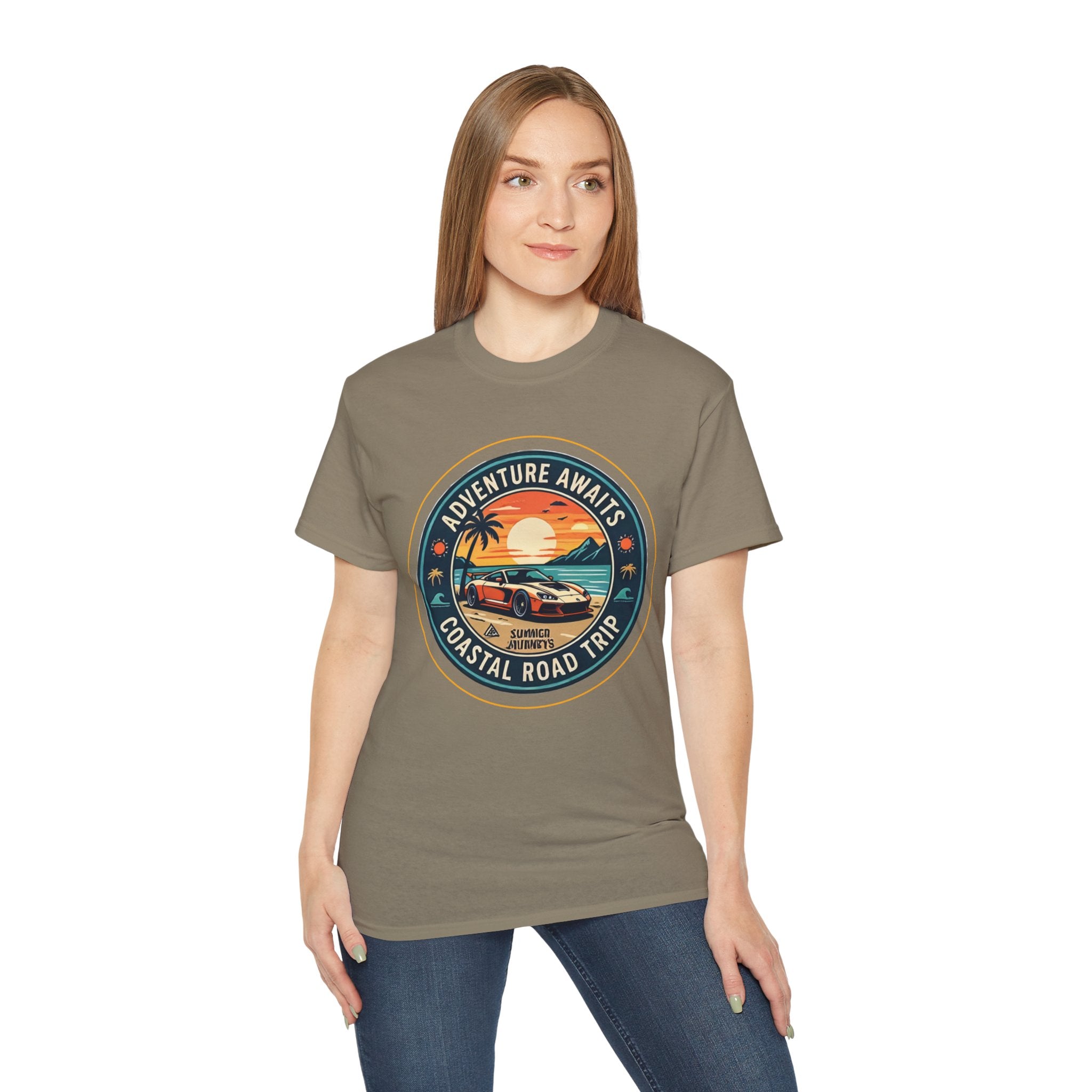 Adventure Awaits Coastal Road Trip T-Shirt | Sunset Surf Van, Catch You On The Next Wave