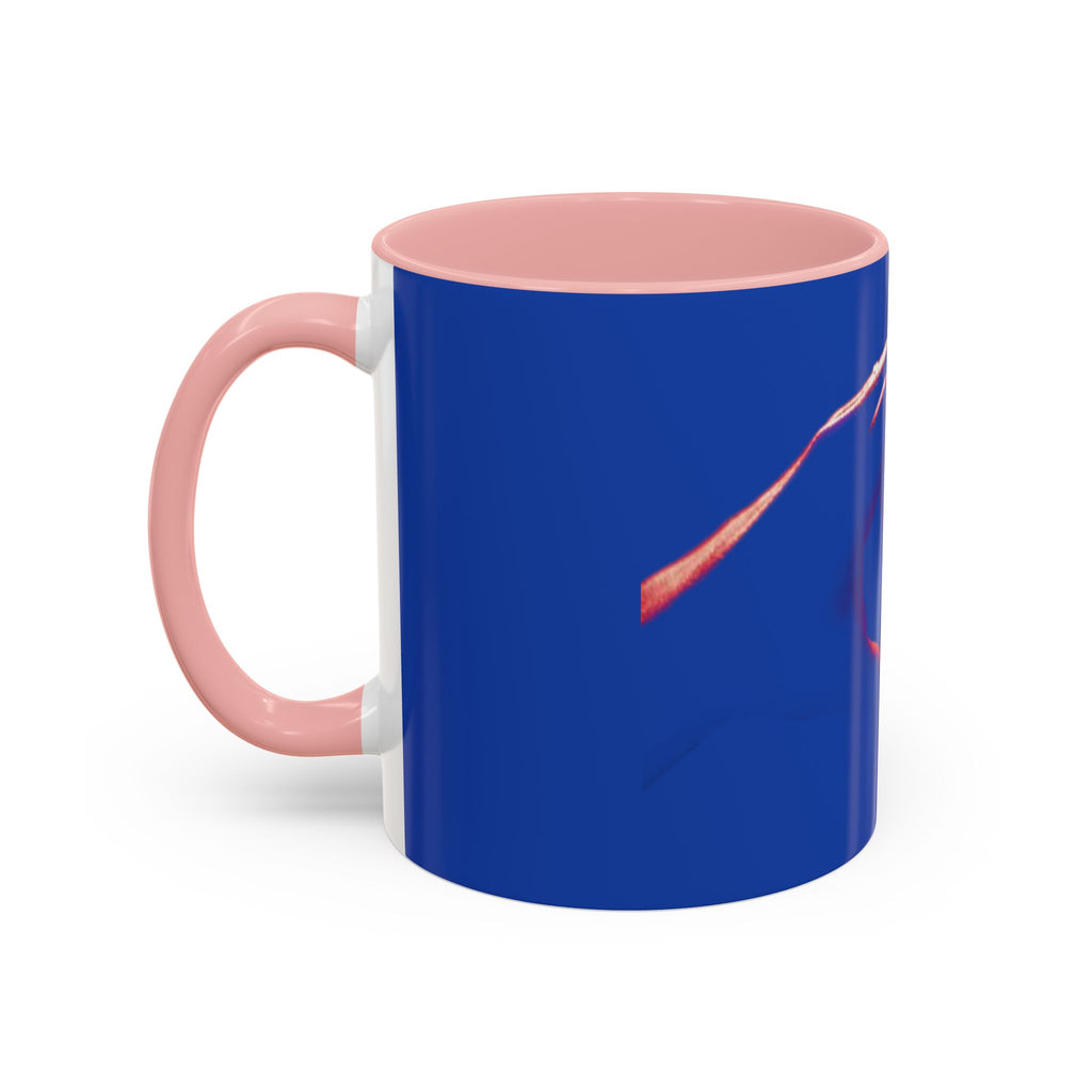 Blue Accent Coffee Mug with Neon Heart Hands Design — 11/15oz