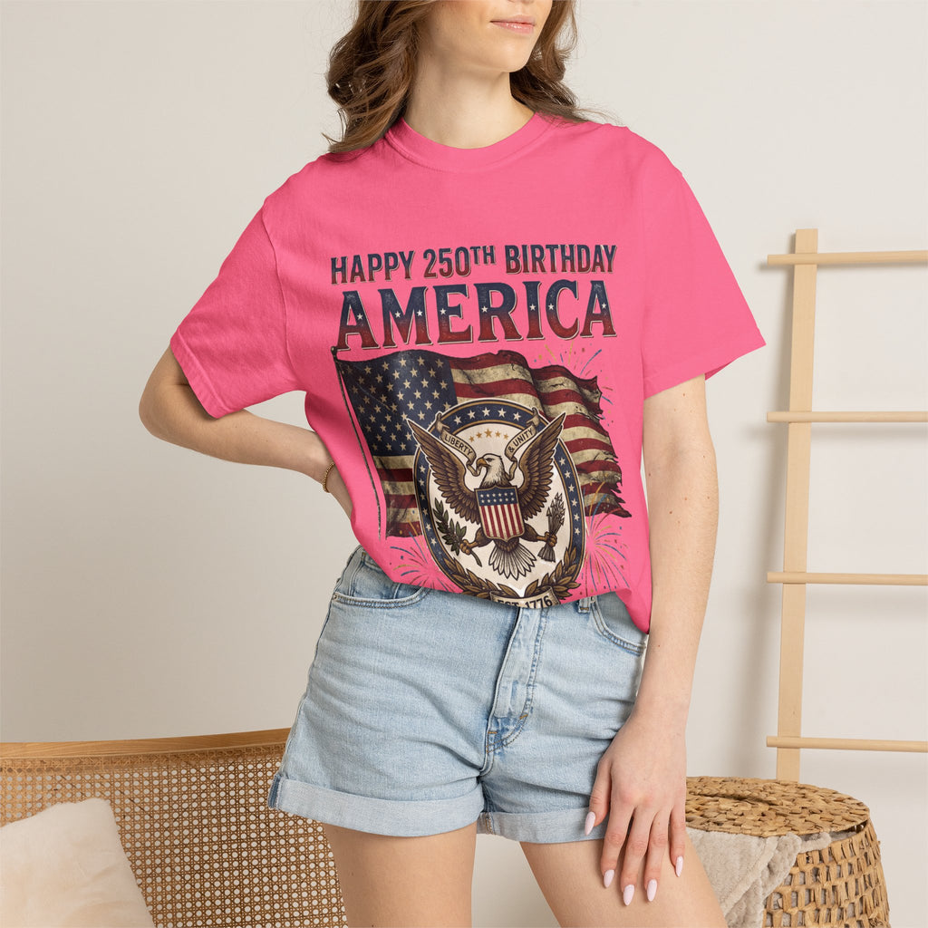 America 250th Anniversary T-Shirt — "Happy 250th Birthday America" Patriotic Tee (1776–2026)