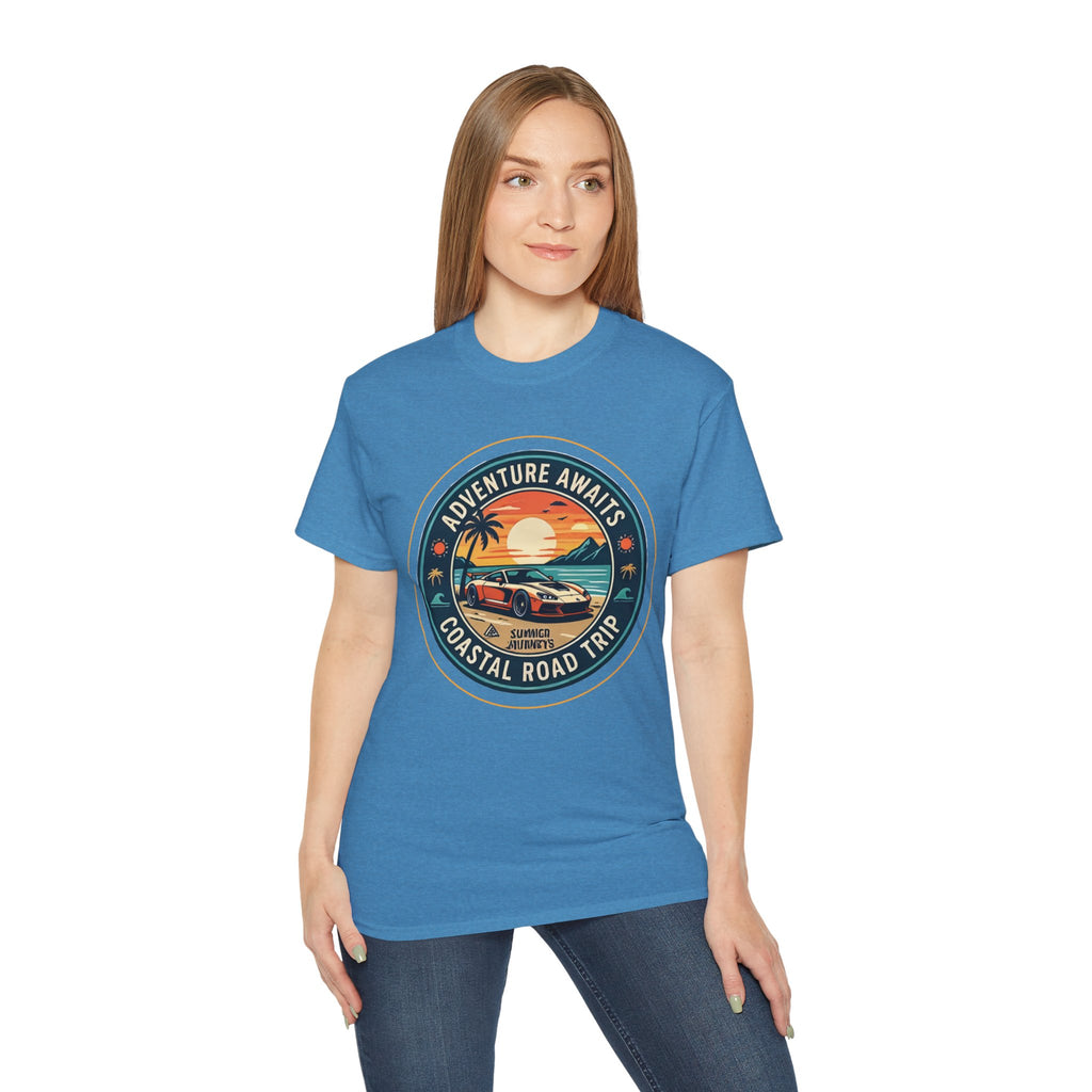 Adventure Awaits Coastal Road Trip T-Shirt | Sunset Surf Van, Catch You On The Next Wave