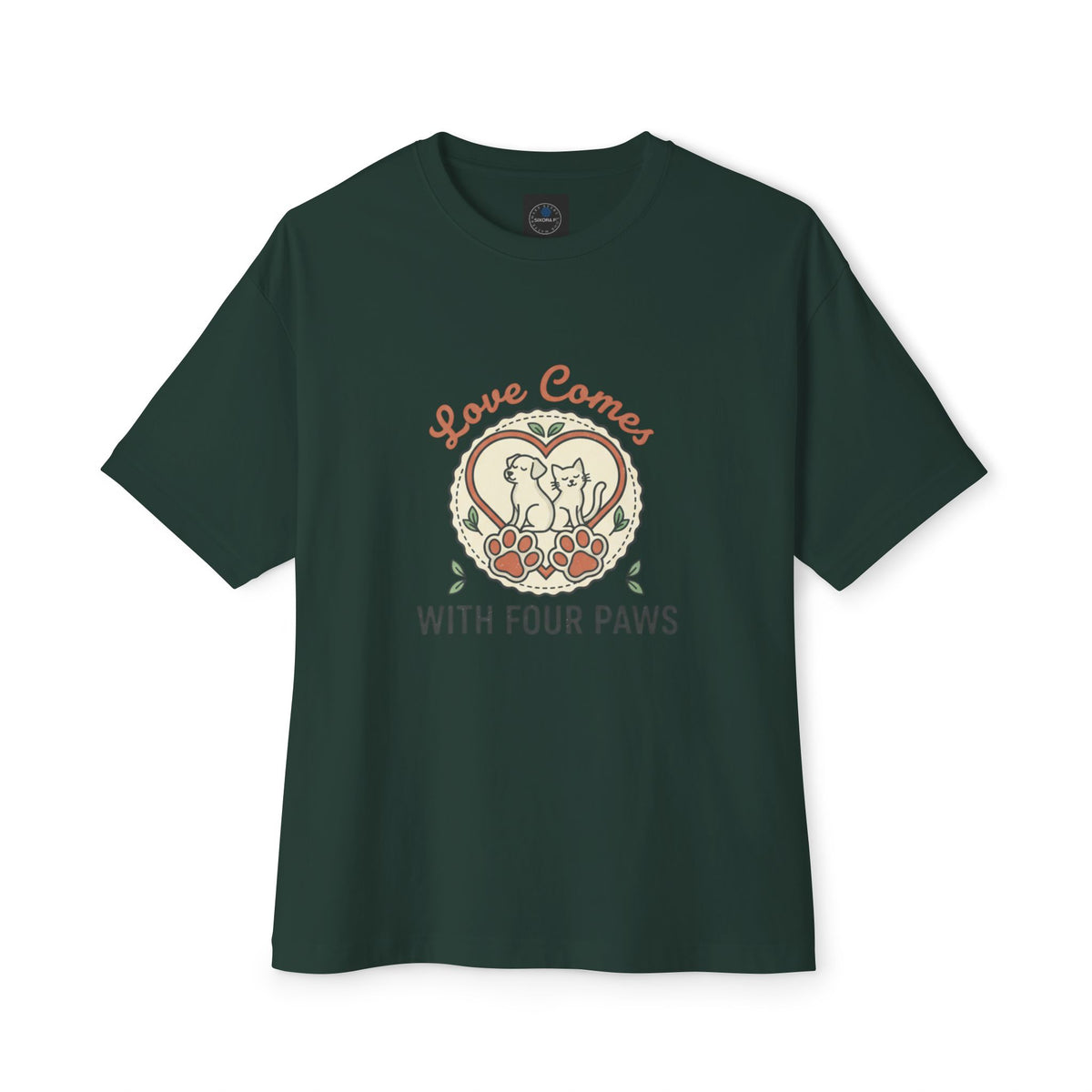 Love Comes With Four Paws T-Shirt | Dog Cat Pet Rescue Tee