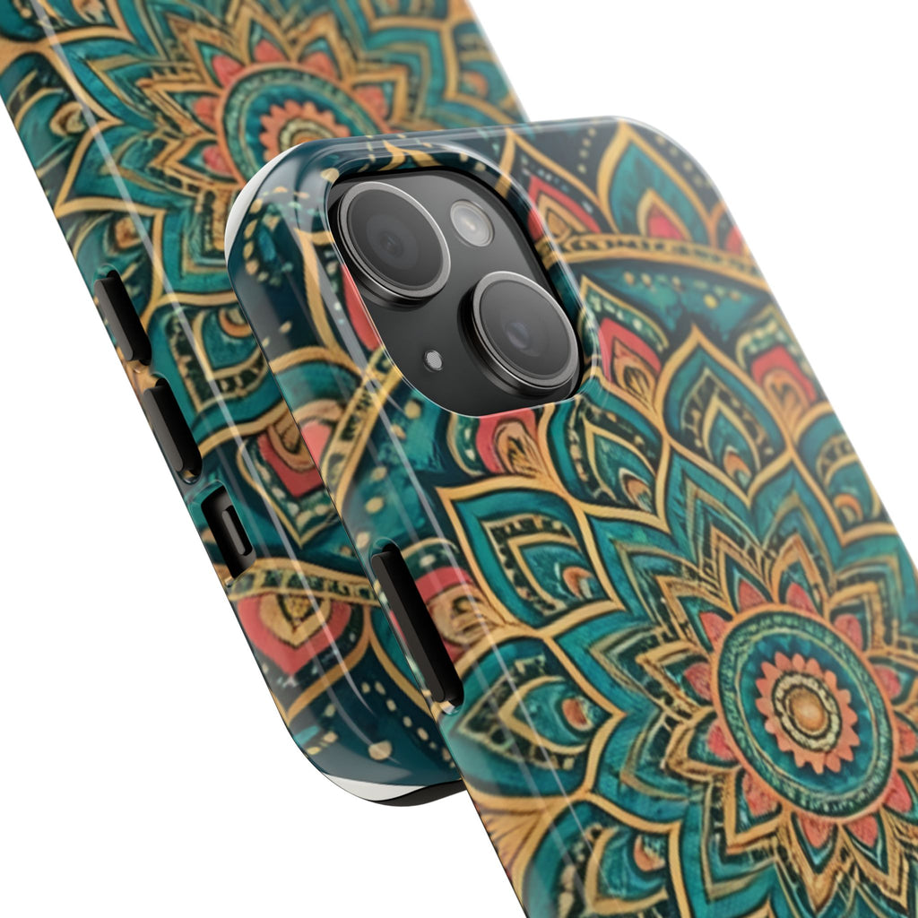 Teal Gold Mandala Tough Phone Case