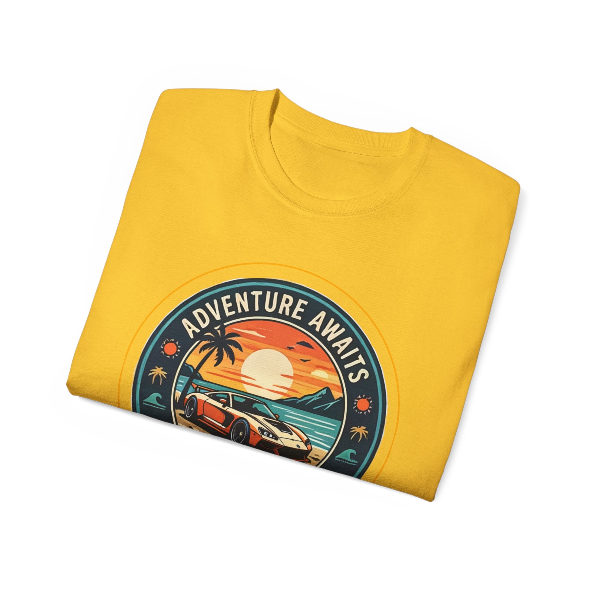 Adventure Awaits Coastal Road Trip T-Shirt | Sunset Surf Van, Catch You On The Next Wave