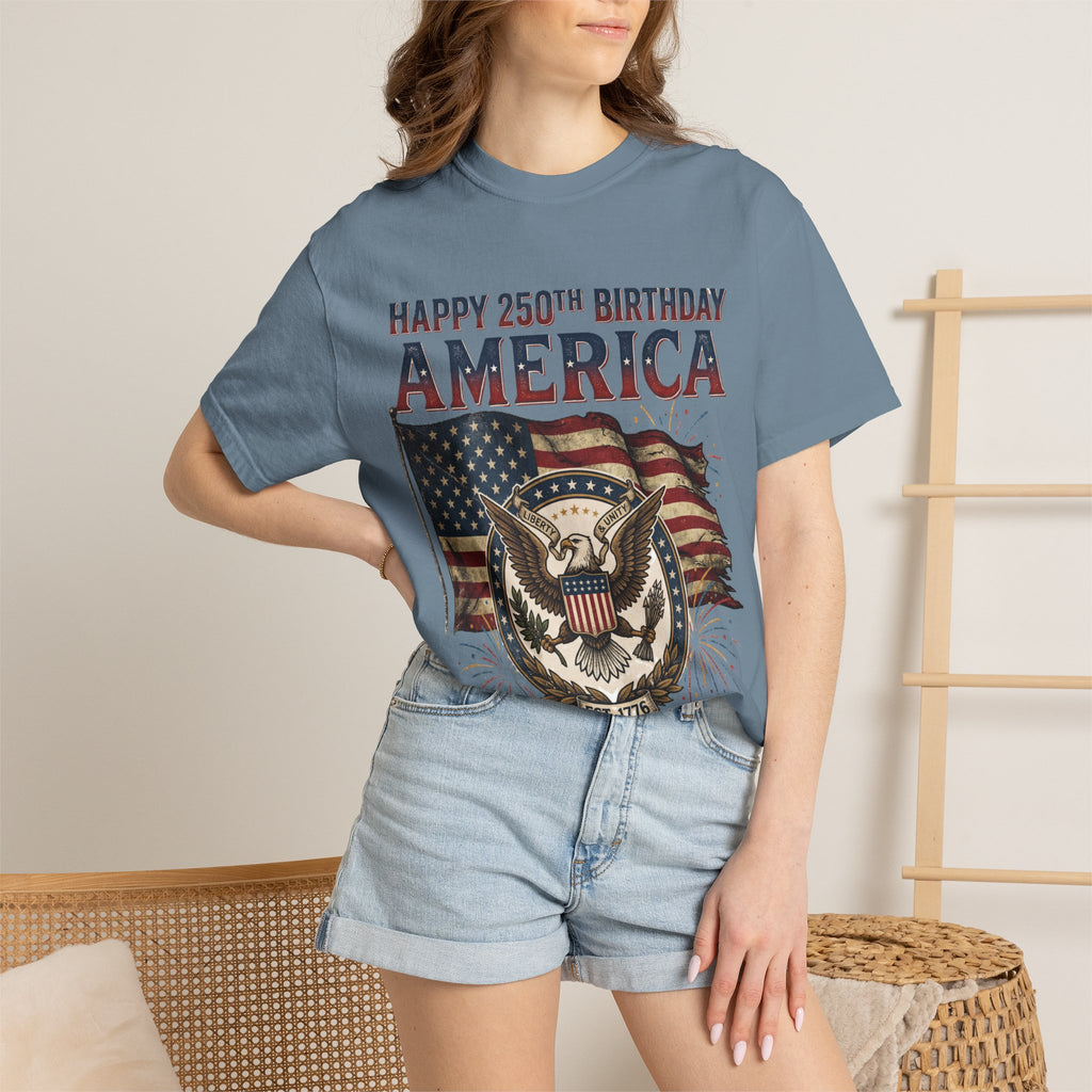 America 250th Anniversary T-Shirt — "Happy 250th Birthday America" Patriotic Tee (1776–2026)