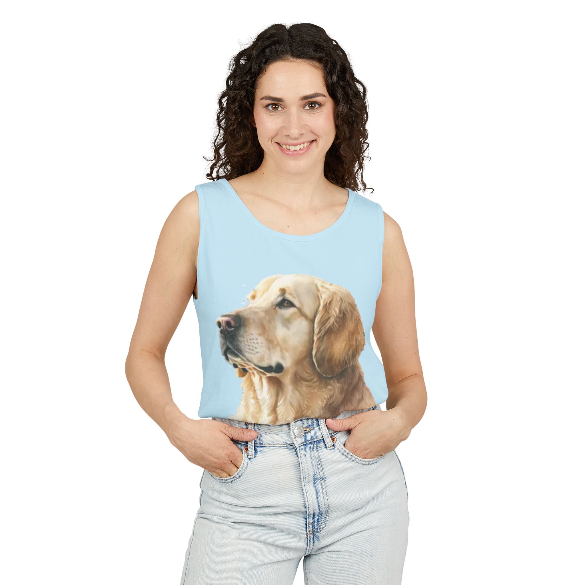 golden retriever watercolor shirt, golden retriever tank top, dog lover summer clothing, golden retriever dad shirt, dog lover clothing