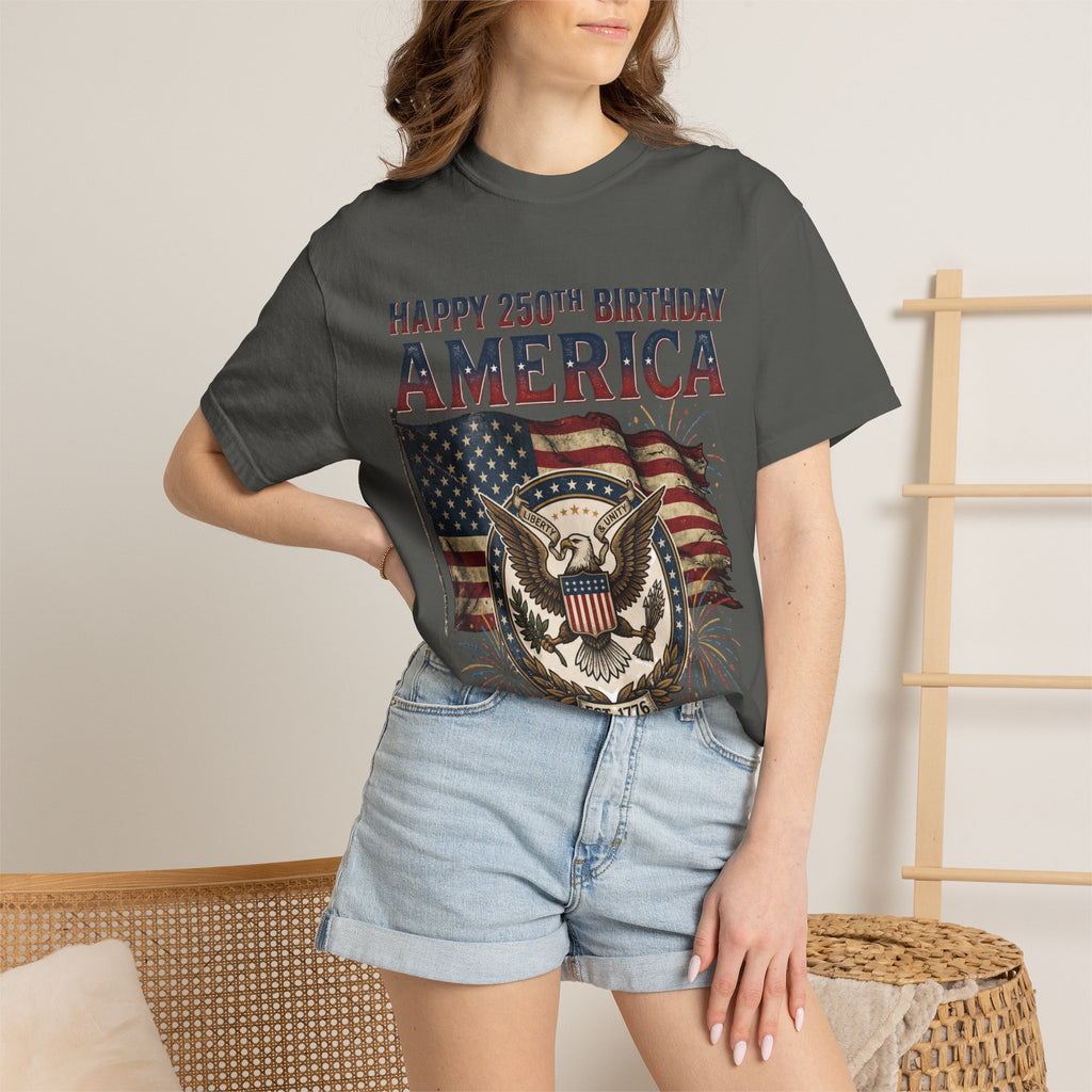 America 250th Anniversary T-Shirt — "Happy 250th Birthday America" Patriotic Tee (1776–2026)