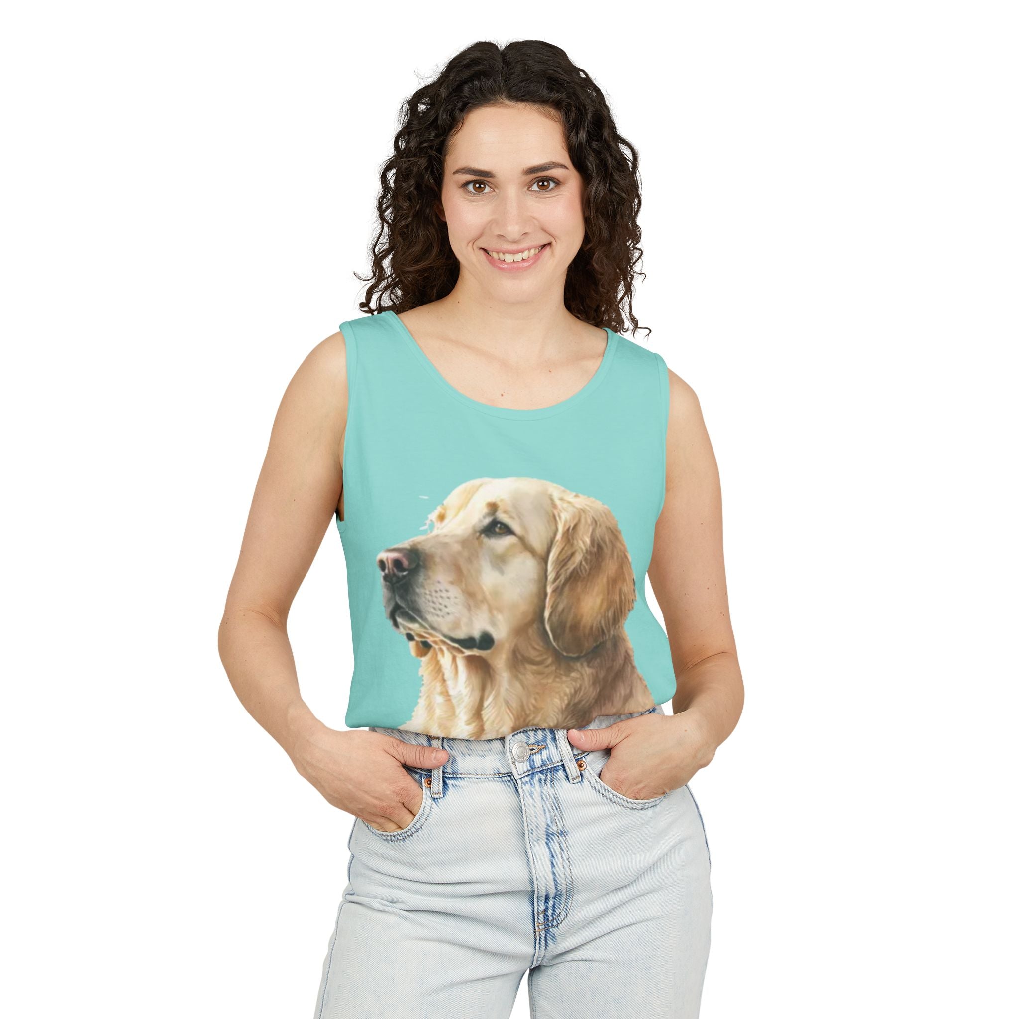 golden retriever watercolor shirt, golden retriever tank top, dog lover summer clothing, golden retriever dad shirt, dog lover clothing