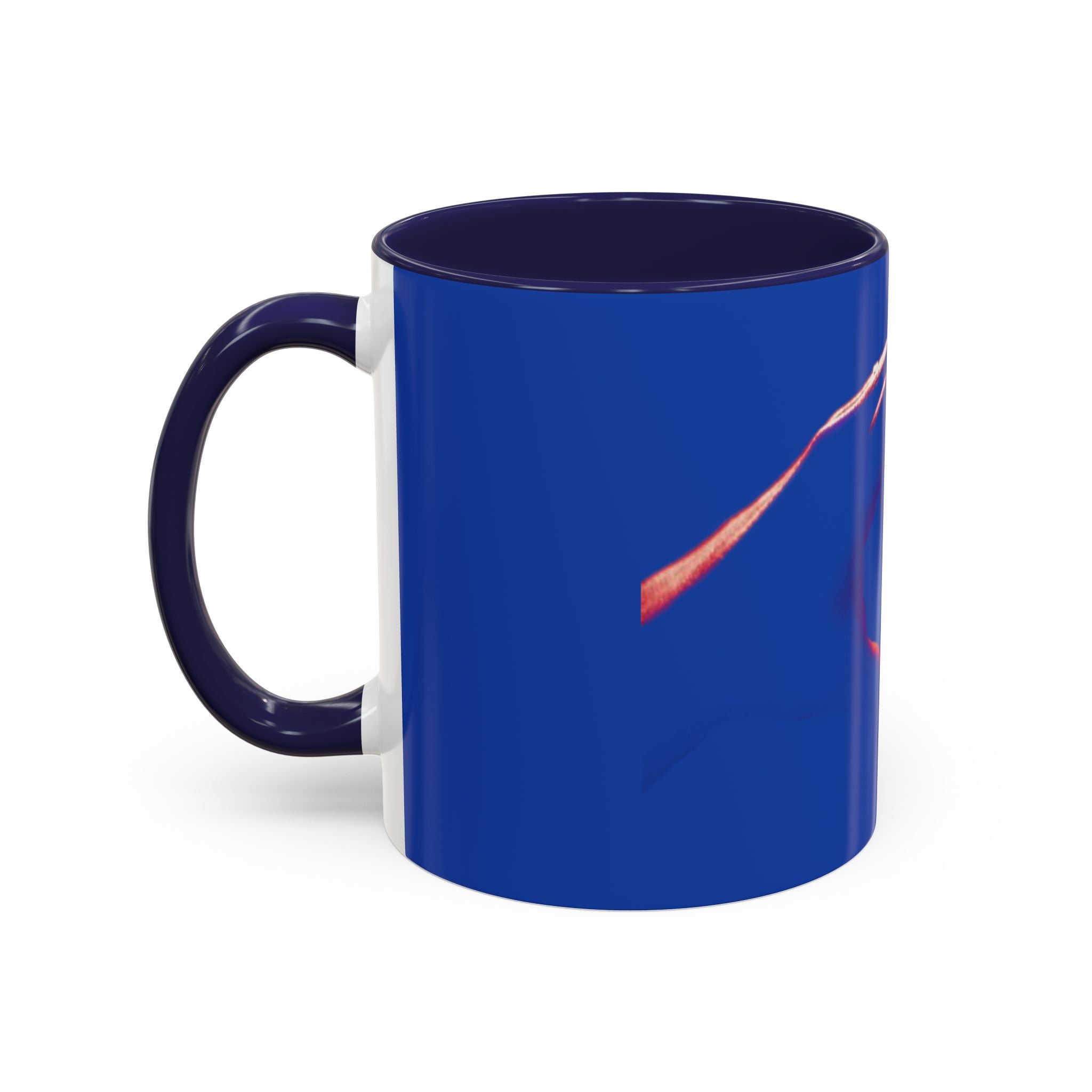 Blue Accent Coffee Mug with Neon Heart Hands Design — 11/15oz