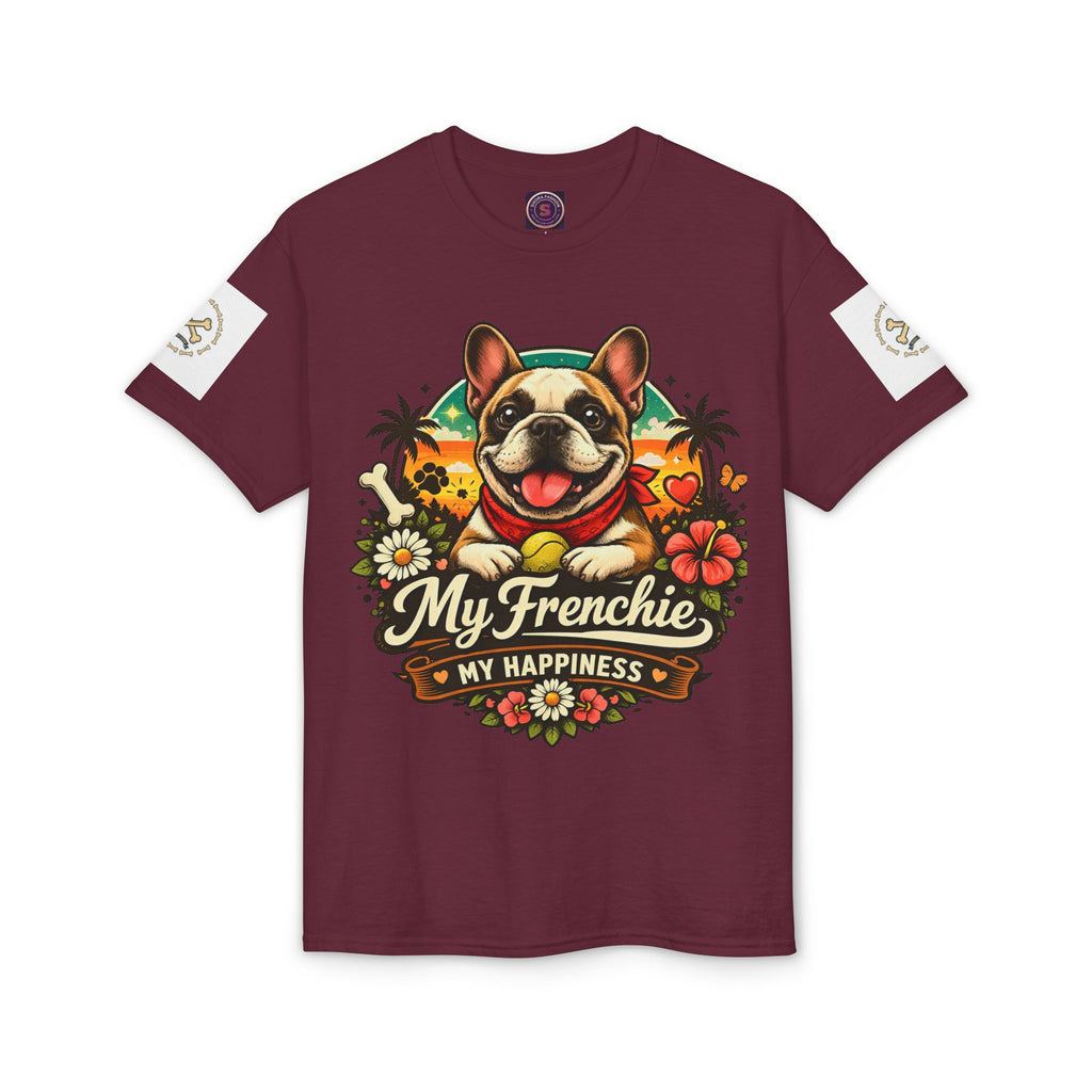 My Frenchie My Happiness shirt, Frenchie dog portrait tee, Comfortable cotton dog shirt, Frenchie fan clothing gift idea