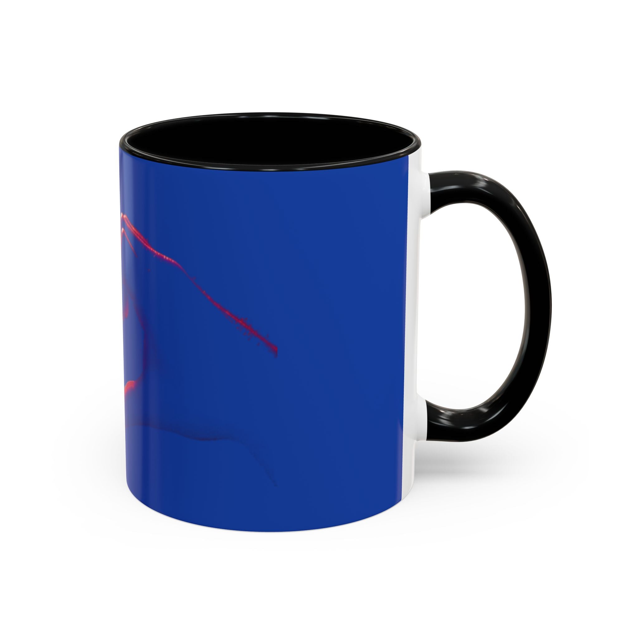 Blue Accent Coffee Mug with Neon Heart Hands Design — 11/15oz
