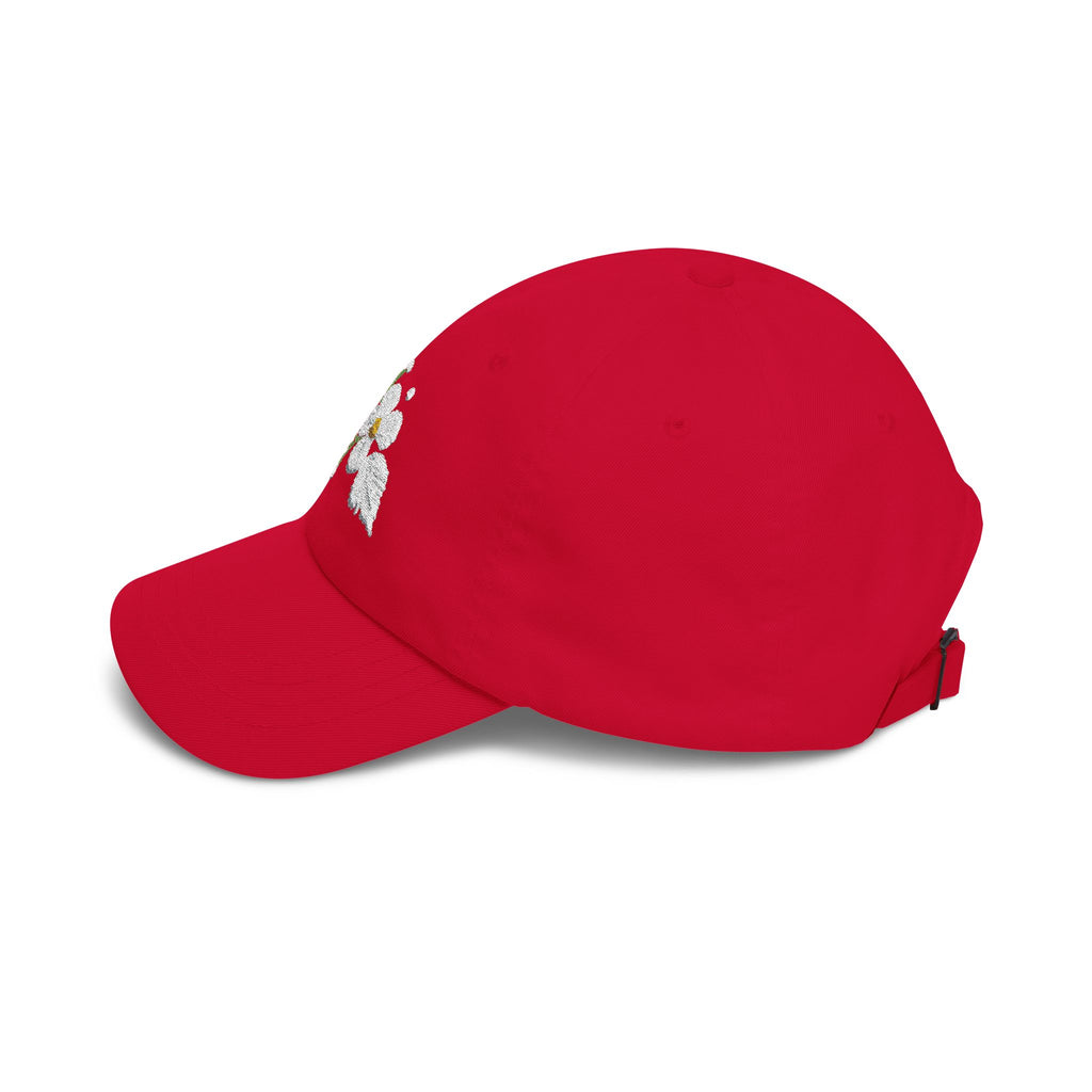 Embroidered  Daisy— White Floral Baseball Hat