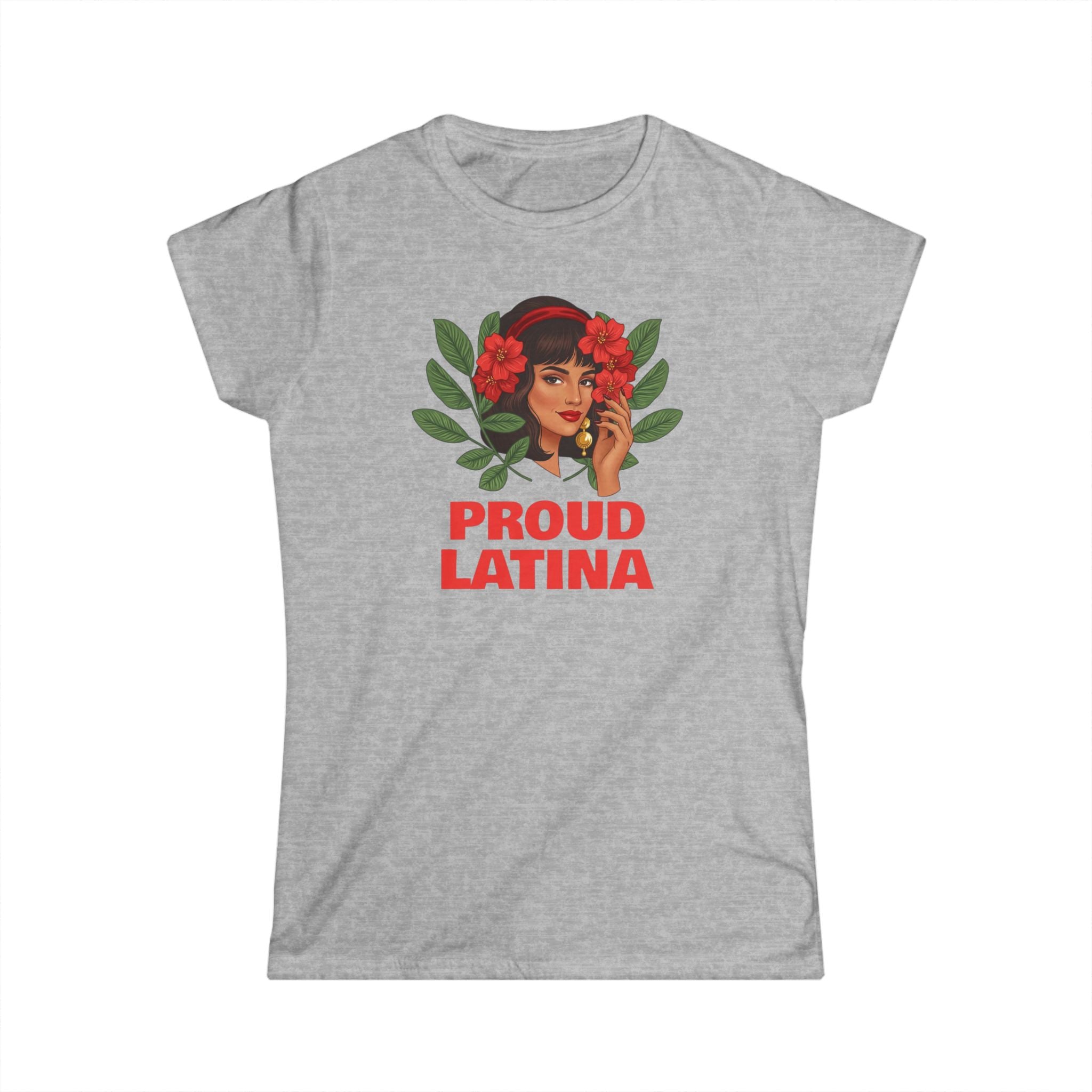 Proud Latina Tee | Retro Woman Portrait, Floral Leaves Graphic