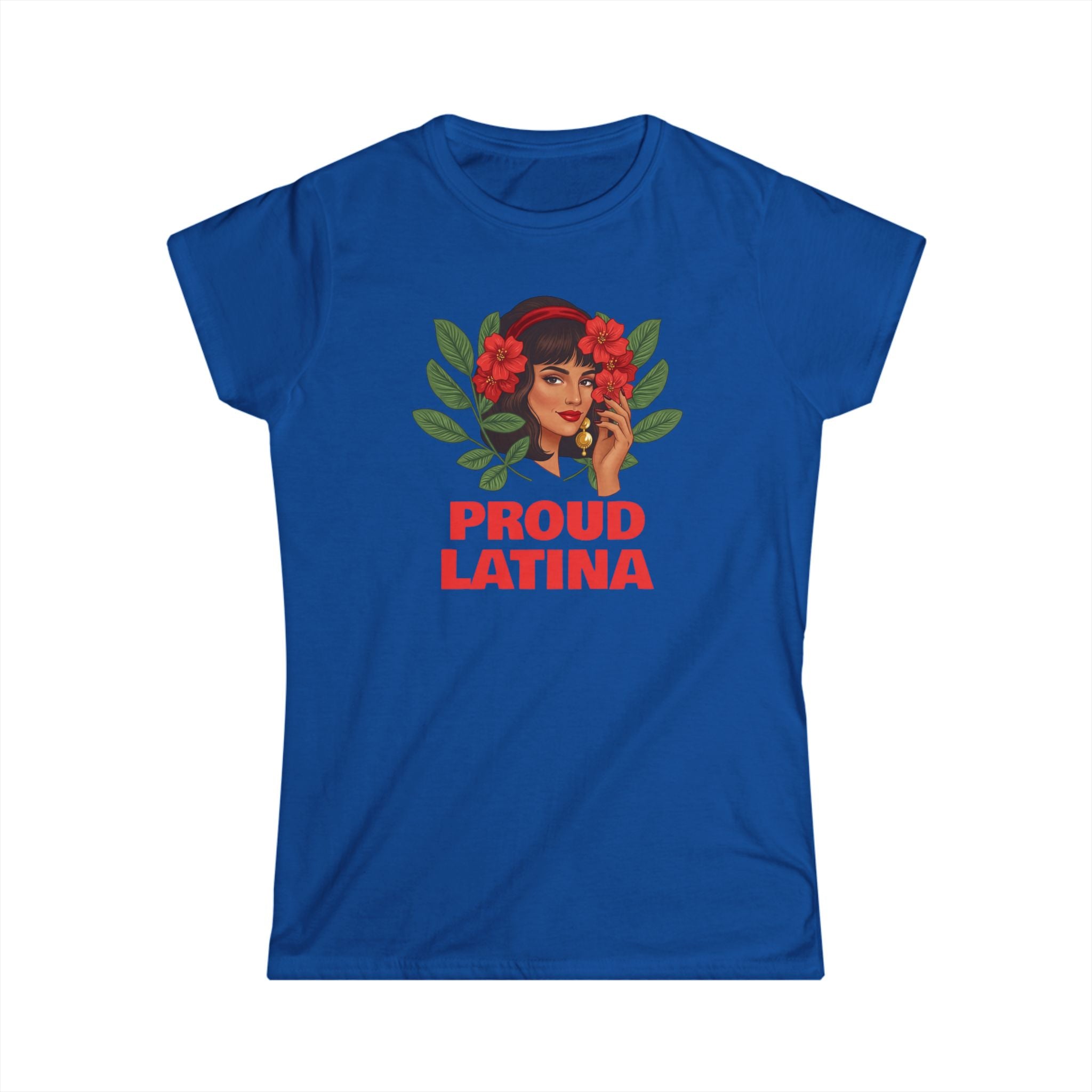 Proud Latina Tee | Retro Woman Portrait, Floral Leaves Graphic