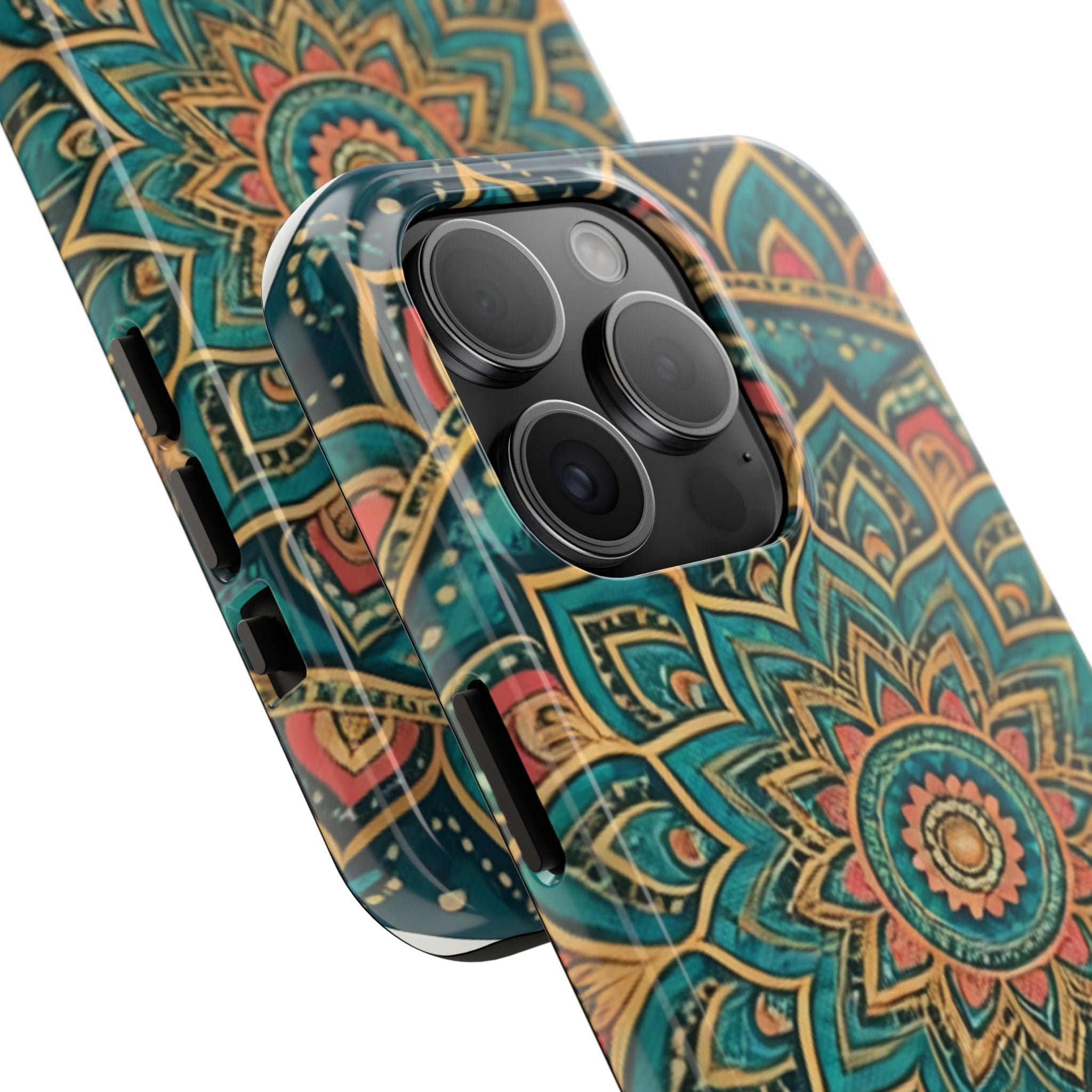Teal Gold Mandala Tough Phone Case
