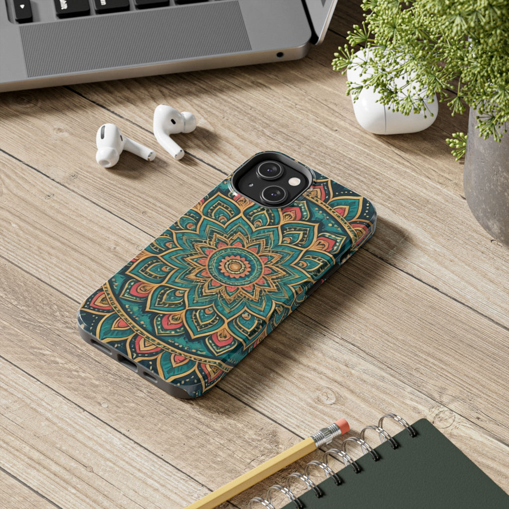 Teal Gold Mandala Tough Phone Case