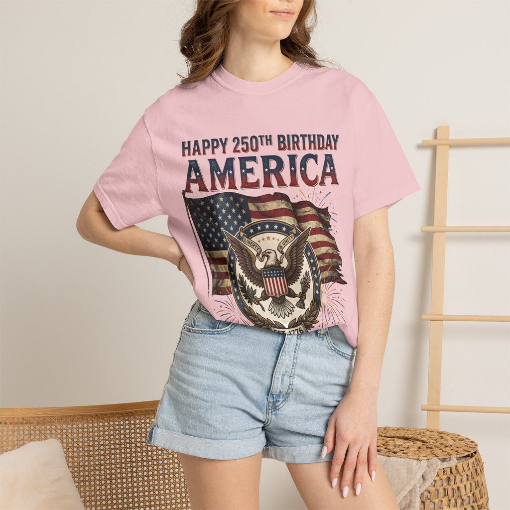 America 250th Anniversary T-Shirt — "Happy 250th Birthday America" Patriotic Tee (1776–2026)