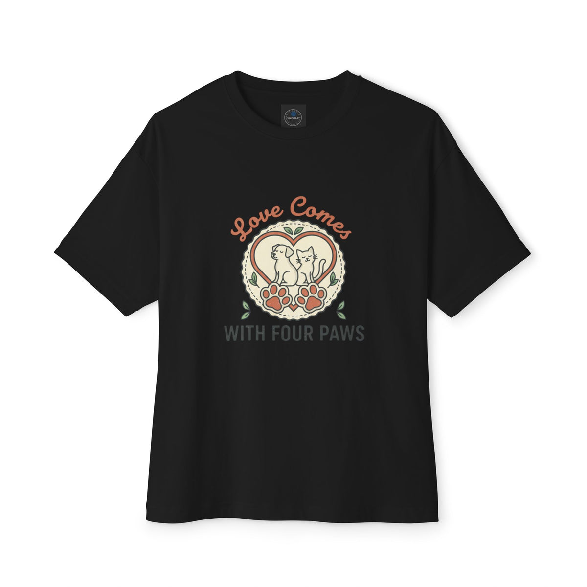 Love Comes With Four Paws T-Shirt | Dog Cat Pet Rescue Tee