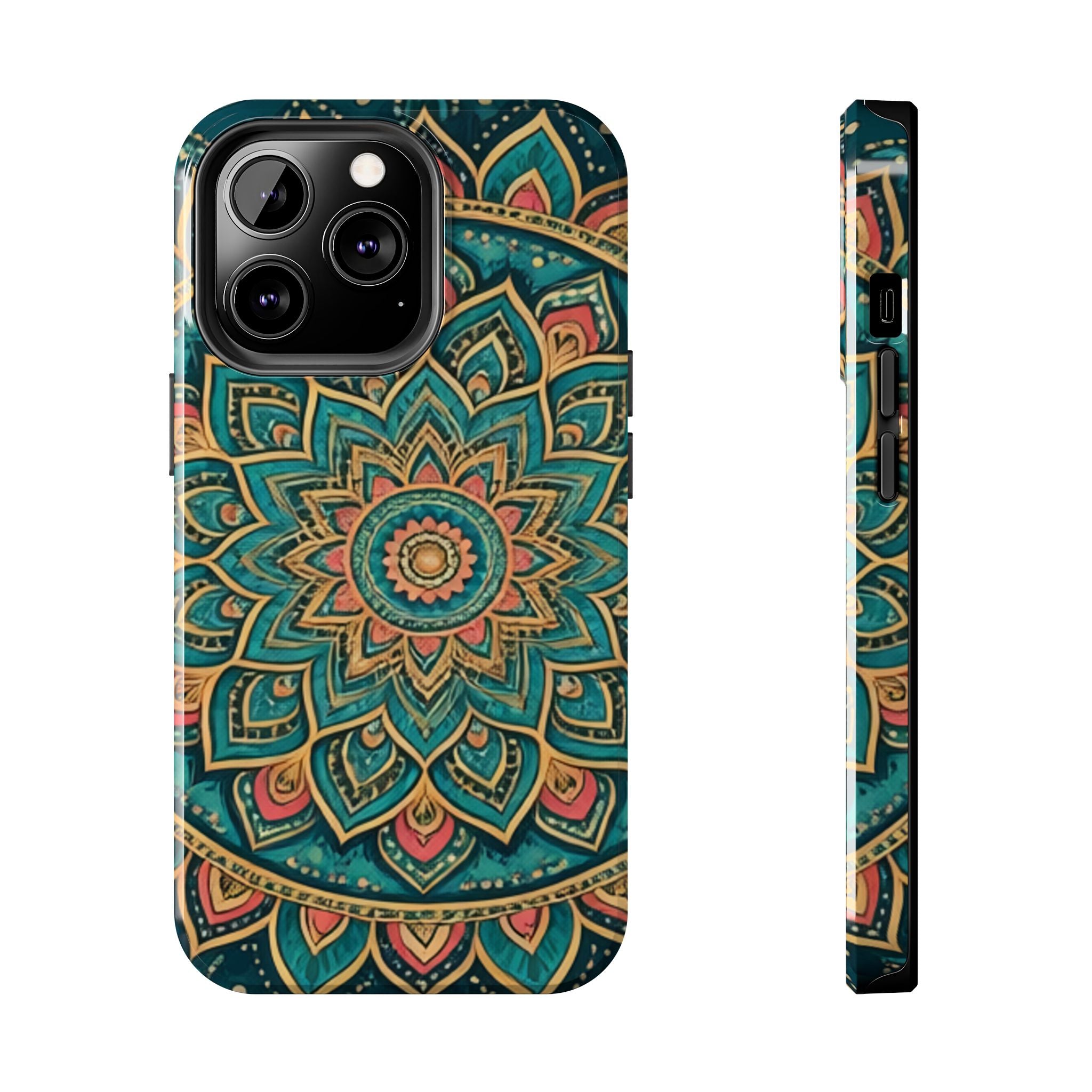 Teal Gold Mandala Tough Phone Case