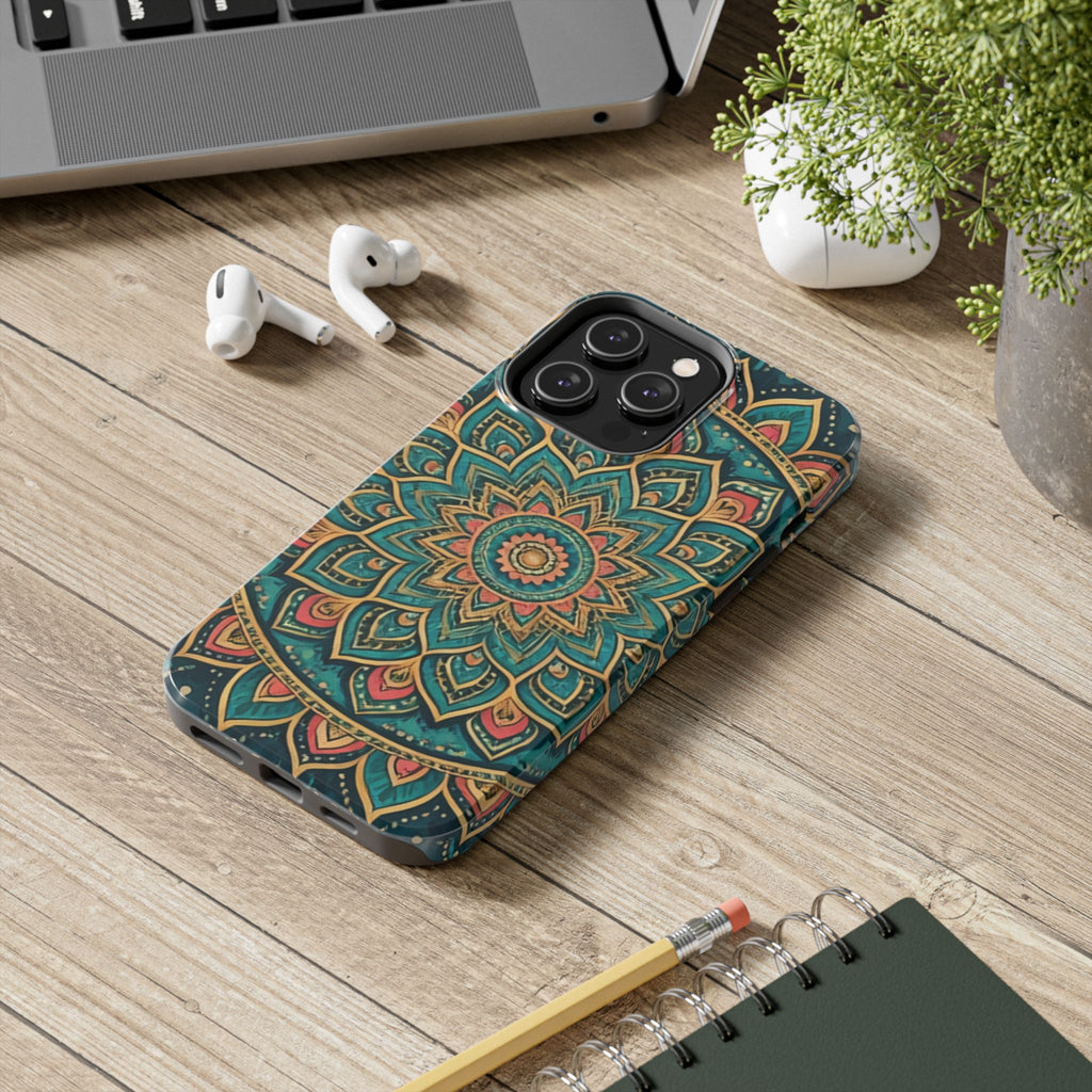 Teal Gold Mandala Tough Phone Case