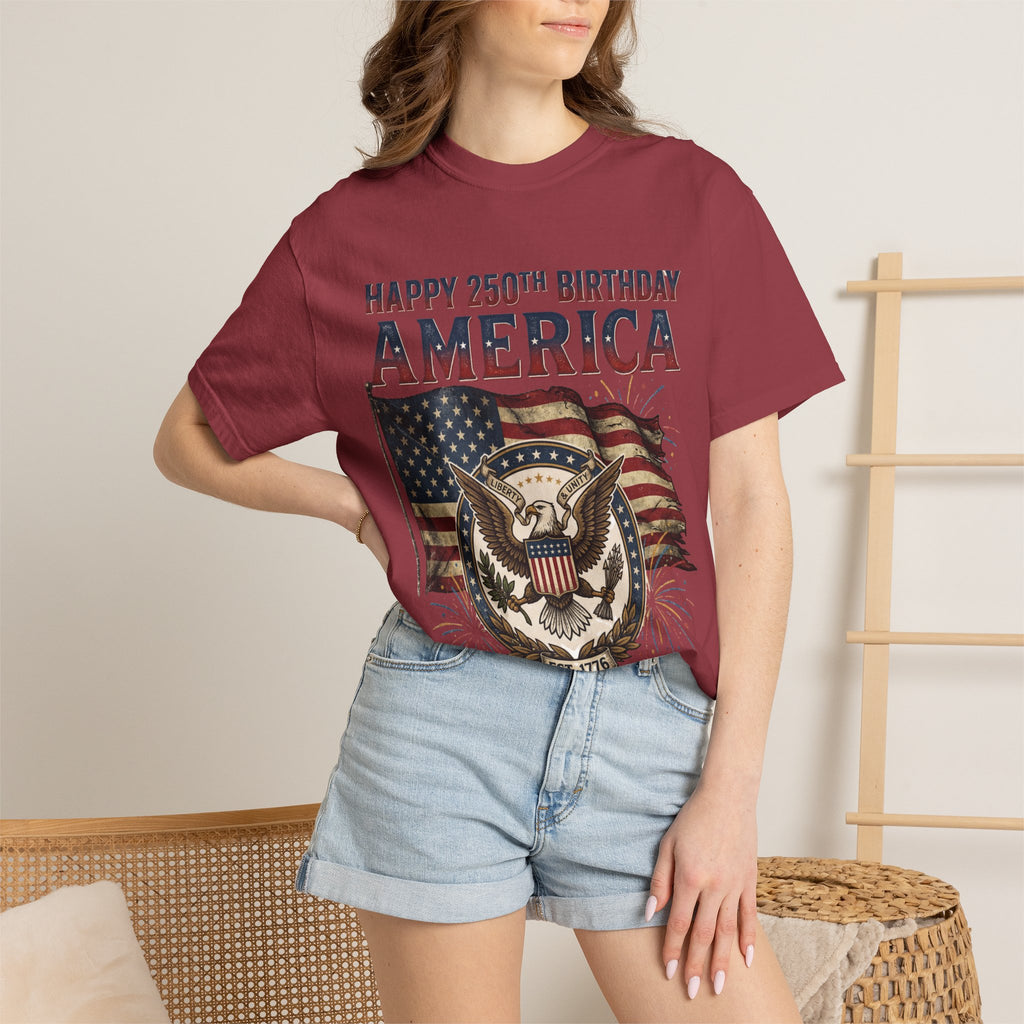 America 250th Anniversary T-Shirt — "Happy 250th Birthday America" Patriotic Tee (1776–2026)