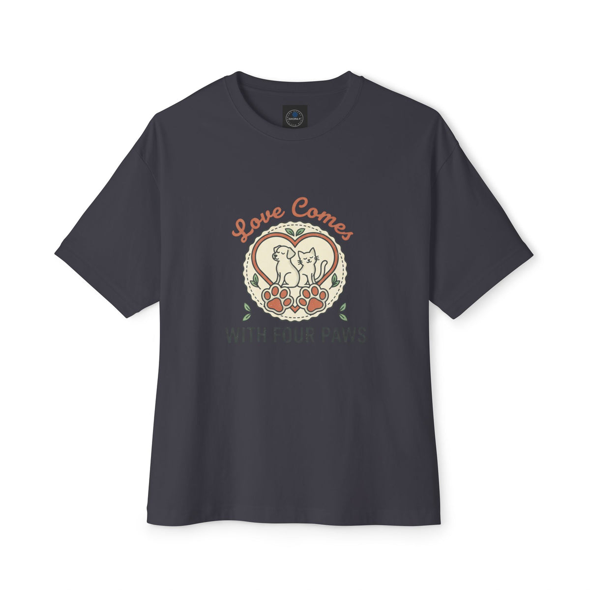 Love Comes With Four Paws T-Shirt | Dog Cat Pet Rescue Tee