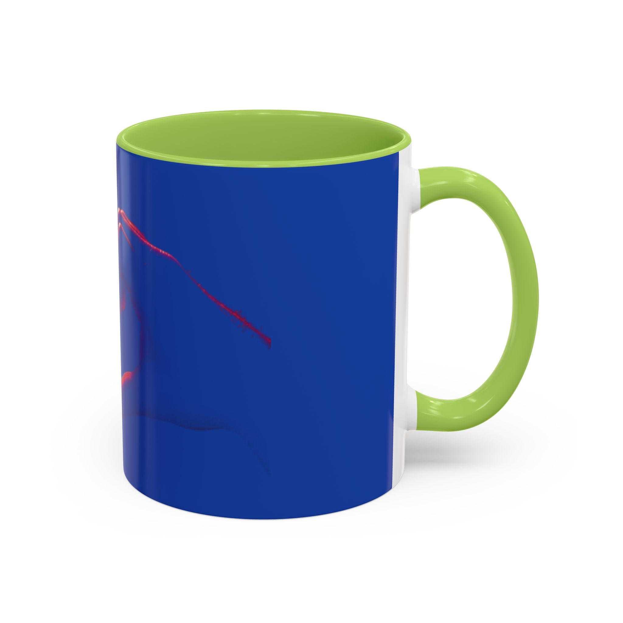Blue Accent Coffee Mug with Neon Heart Hands Design — 11/15oz