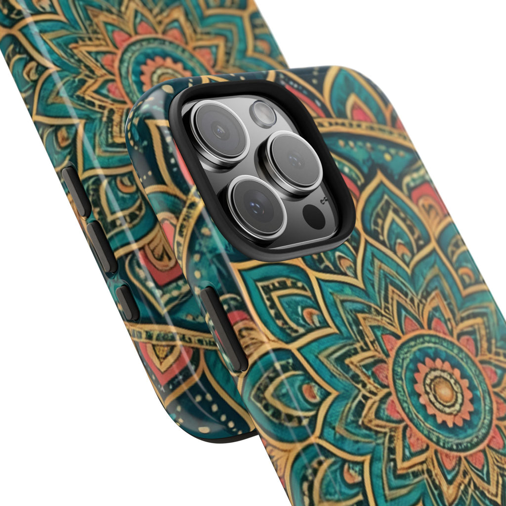 Teal Gold Mandala Tough Phone Case