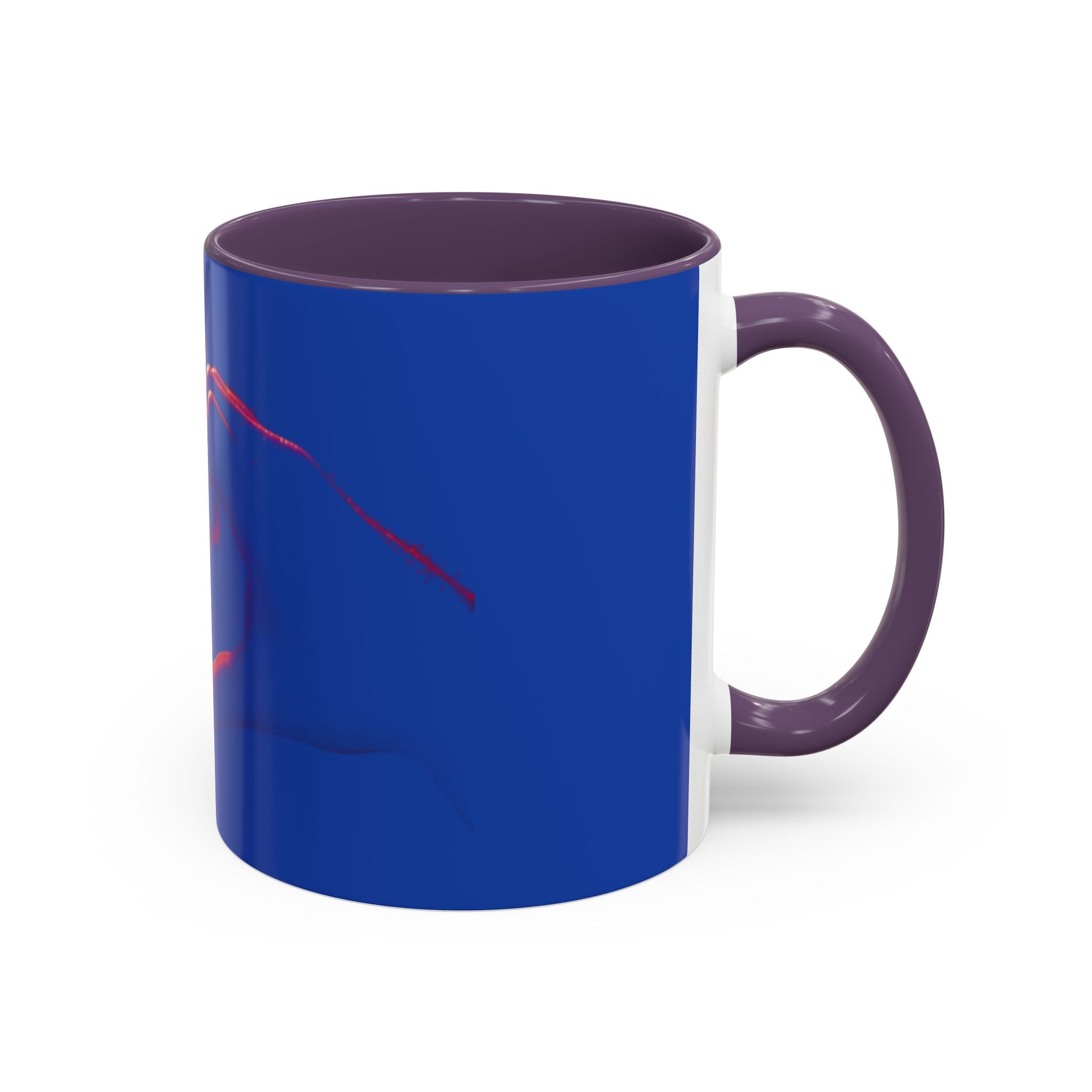 Blue Accent Coffee Mug with Neon Heart Hands Design — 11/15oz