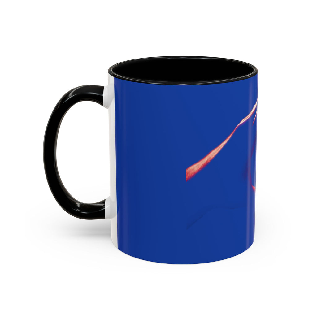 Blue Accent Coffee Mug with Neon Heart Hands Design — 11/15oz
