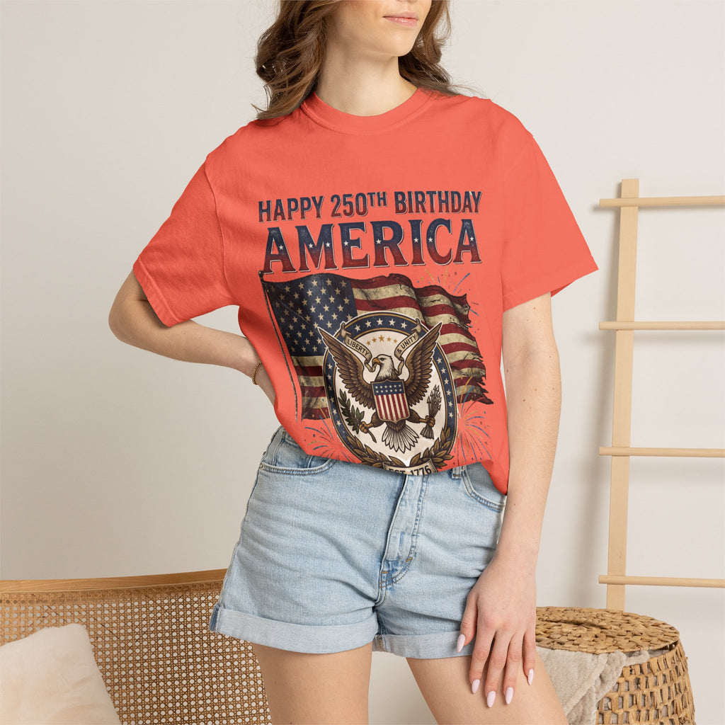 America 250th Anniversary T-Shirt — "Happy 250th Birthday America" Patriotic Tee (1776–2026)