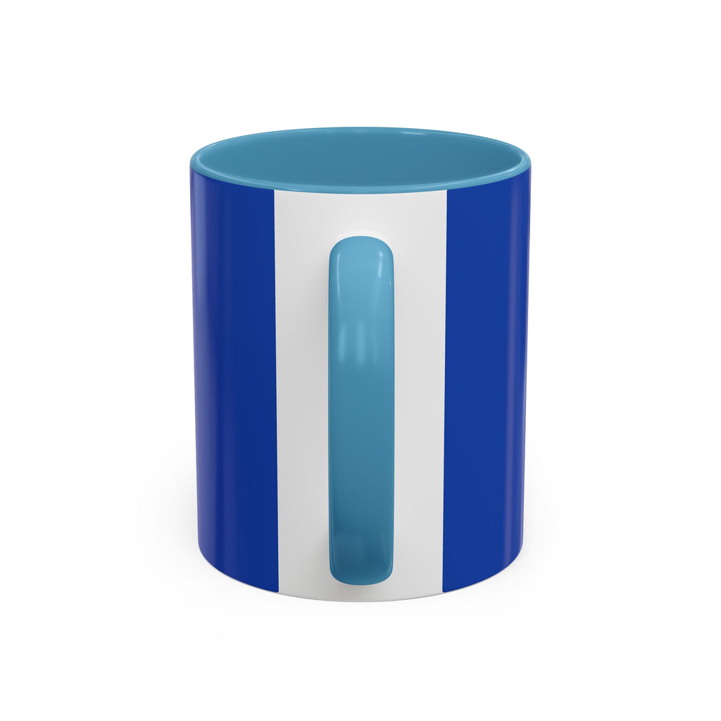 Blue Accent Coffee Mug with Neon Heart Hands Design — 11/15oz