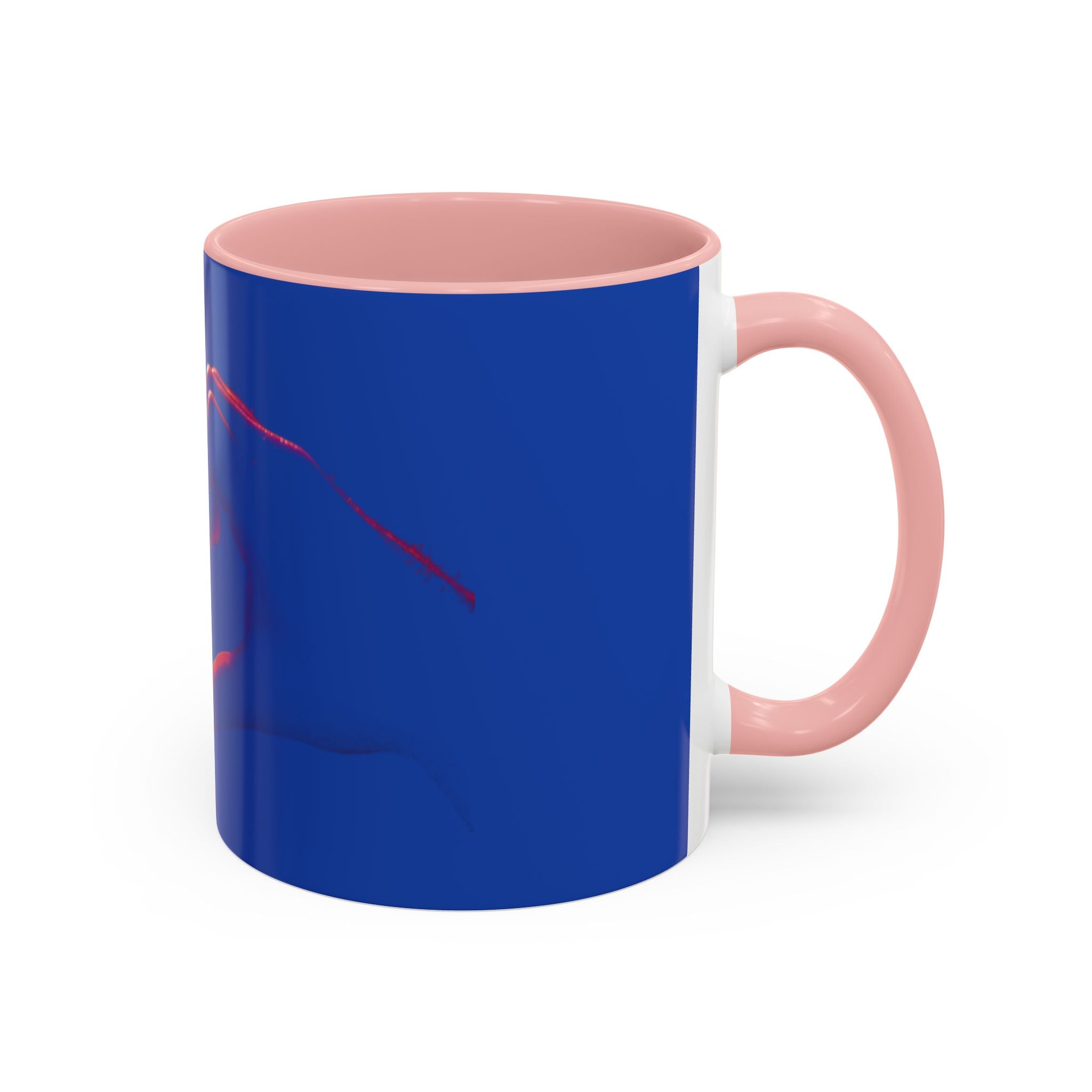 Blue Accent Coffee Mug with Neon Heart Hands Design — 11/15oz