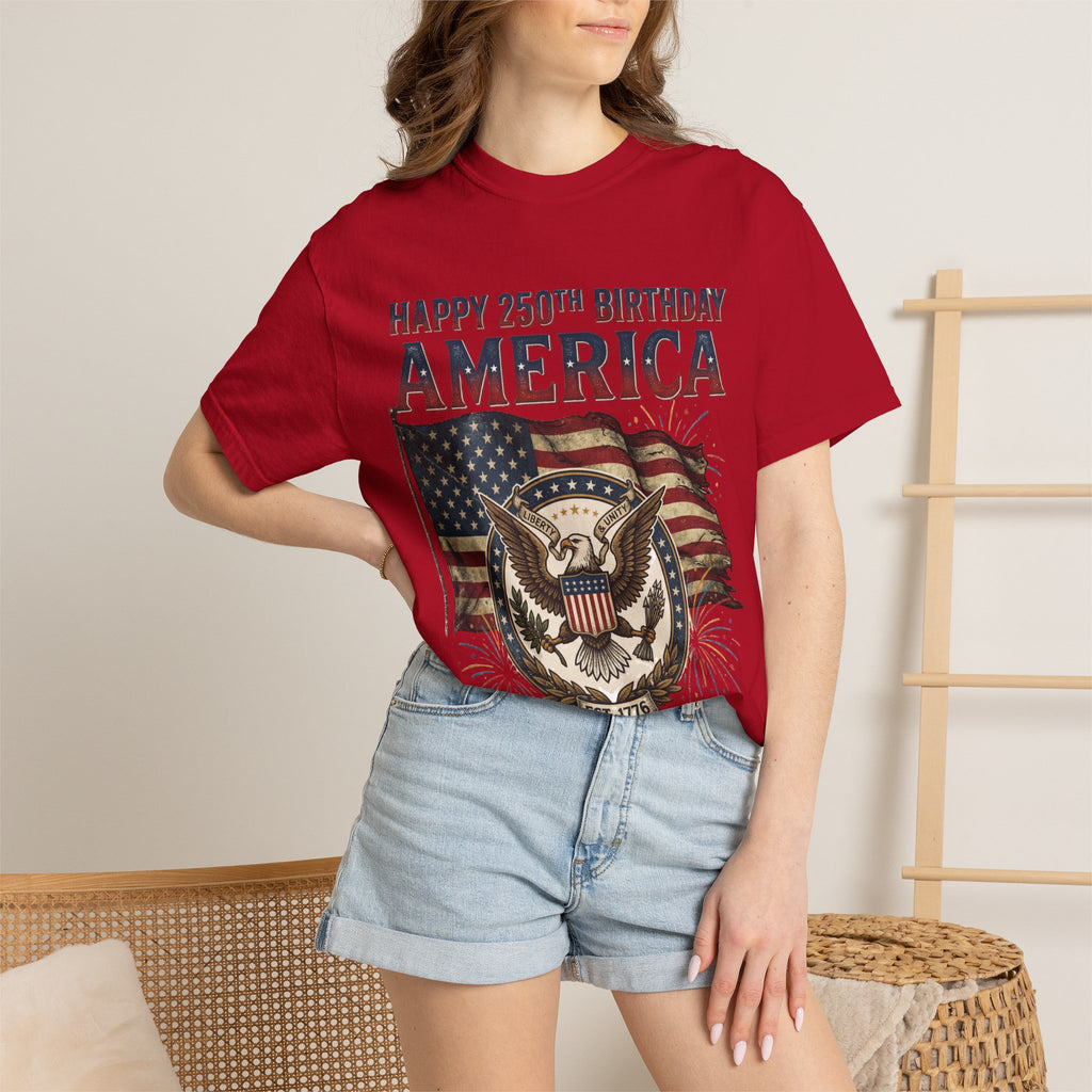 America 250th Anniversary T-Shirt — "Happy 250th Birthday America" Patriotic Tee (1776–2026)