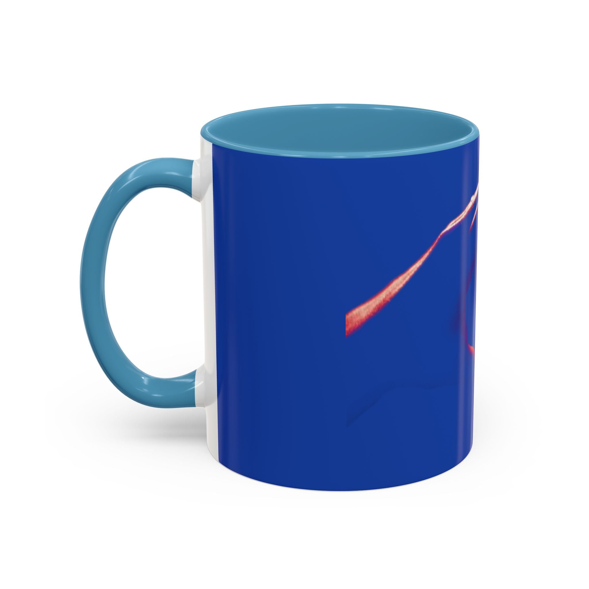Blue Accent Coffee Mug with Neon Heart Hands Design — 11/15oz