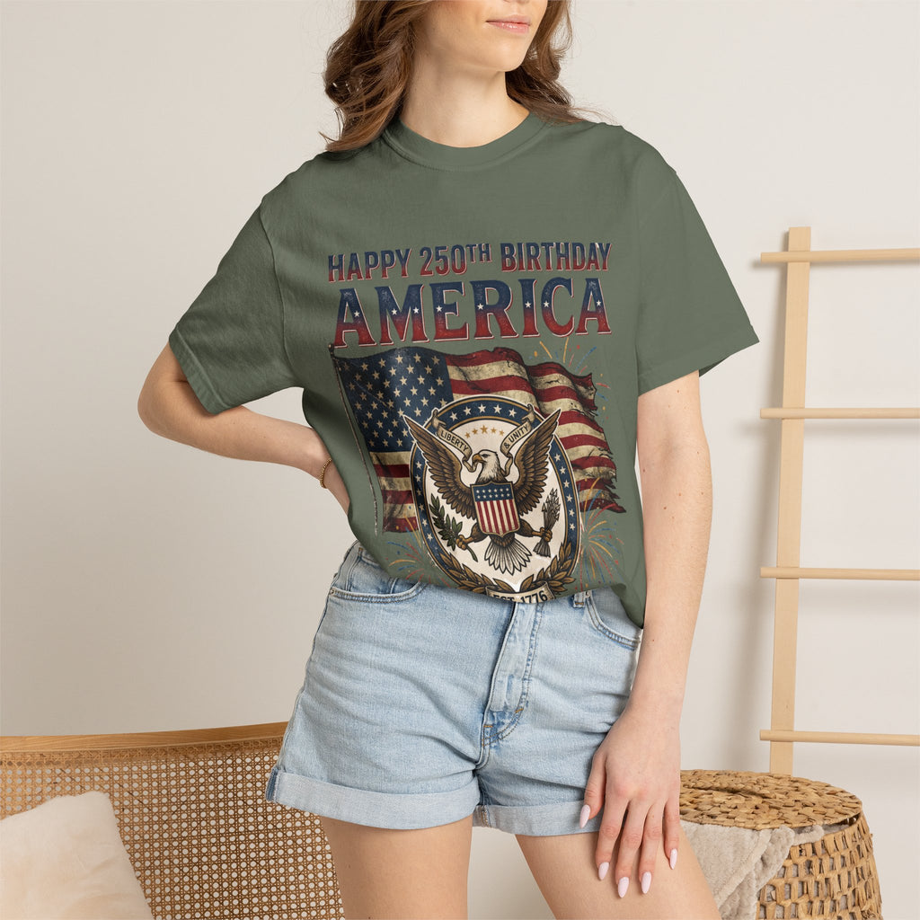 America 250th Anniversary T-Shirt — "Happy 250th Birthday America" Patriotic Tee (1776–2026)