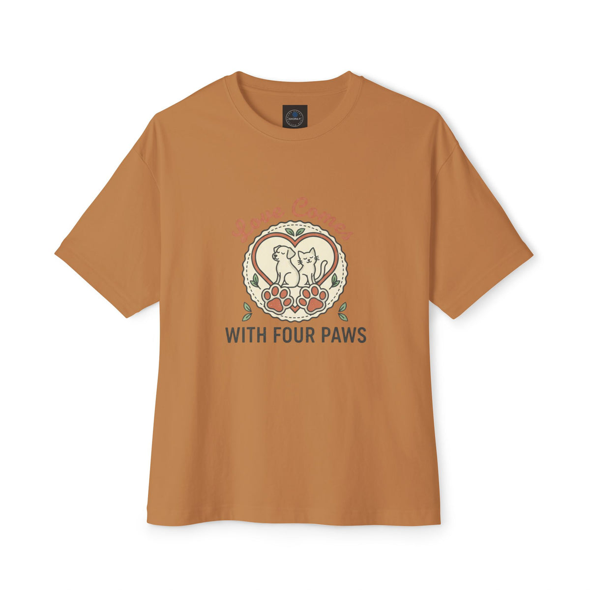 Love Comes With Four Paws T-Shirt | Dog Cat Pet Rescue Tee
