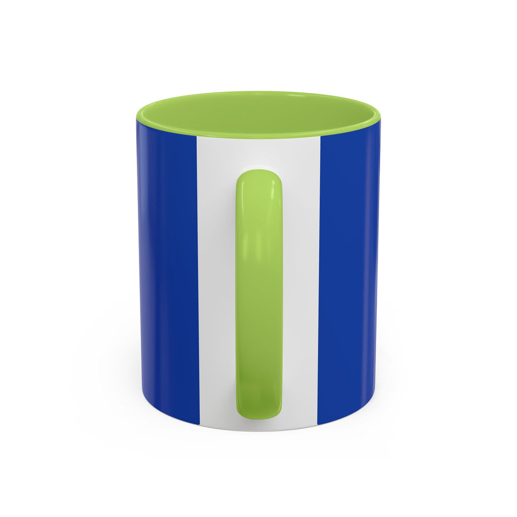 Blue Accent Coffee Mug with Neon Heart Hands Design — 11/15oz