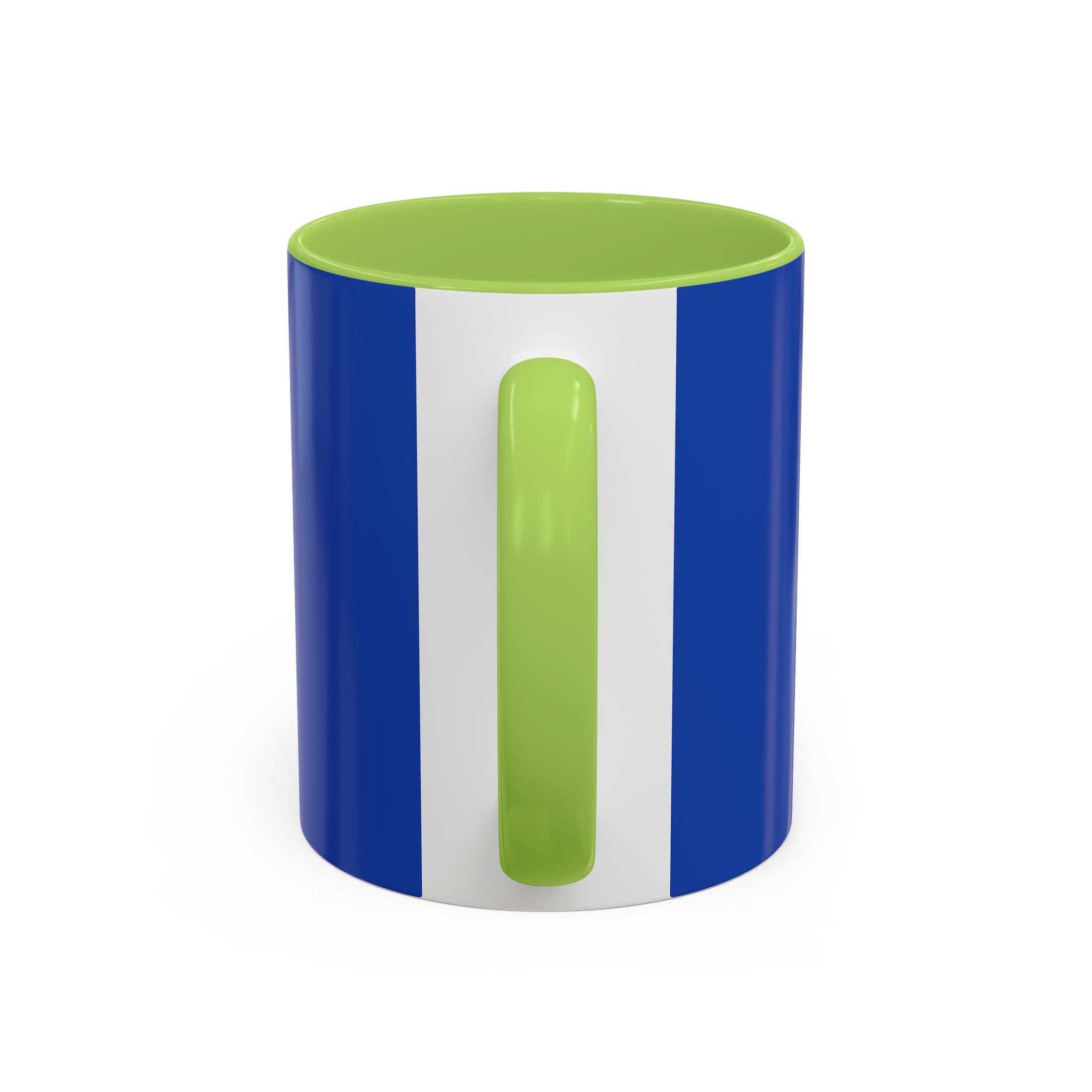 Blue Accent Coffee Mug with Neon Heart Hands Design — 11/15oz