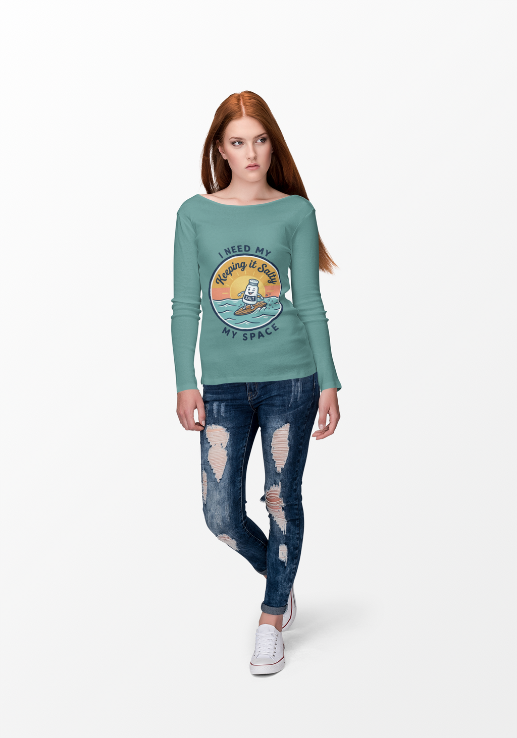 Keeping It Salty surf salt shaker illustration Long Sleeve T-Shirt | Summer beach vibes