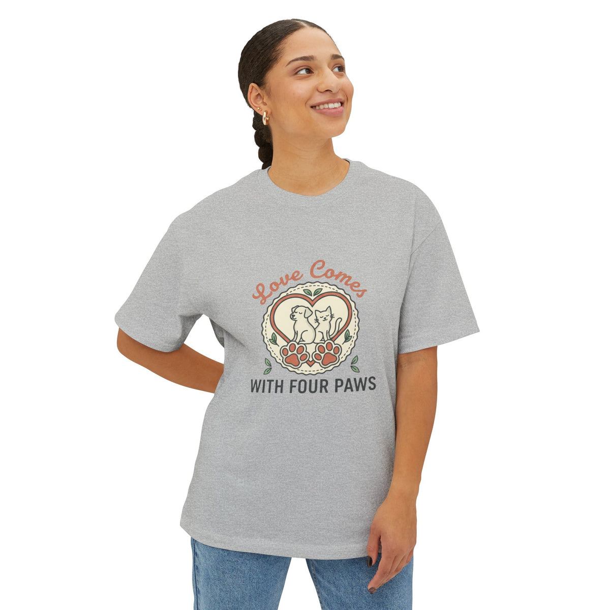 Love Comes With Four Paws T-Shirt | Dog Cat Pet Rescue Tee