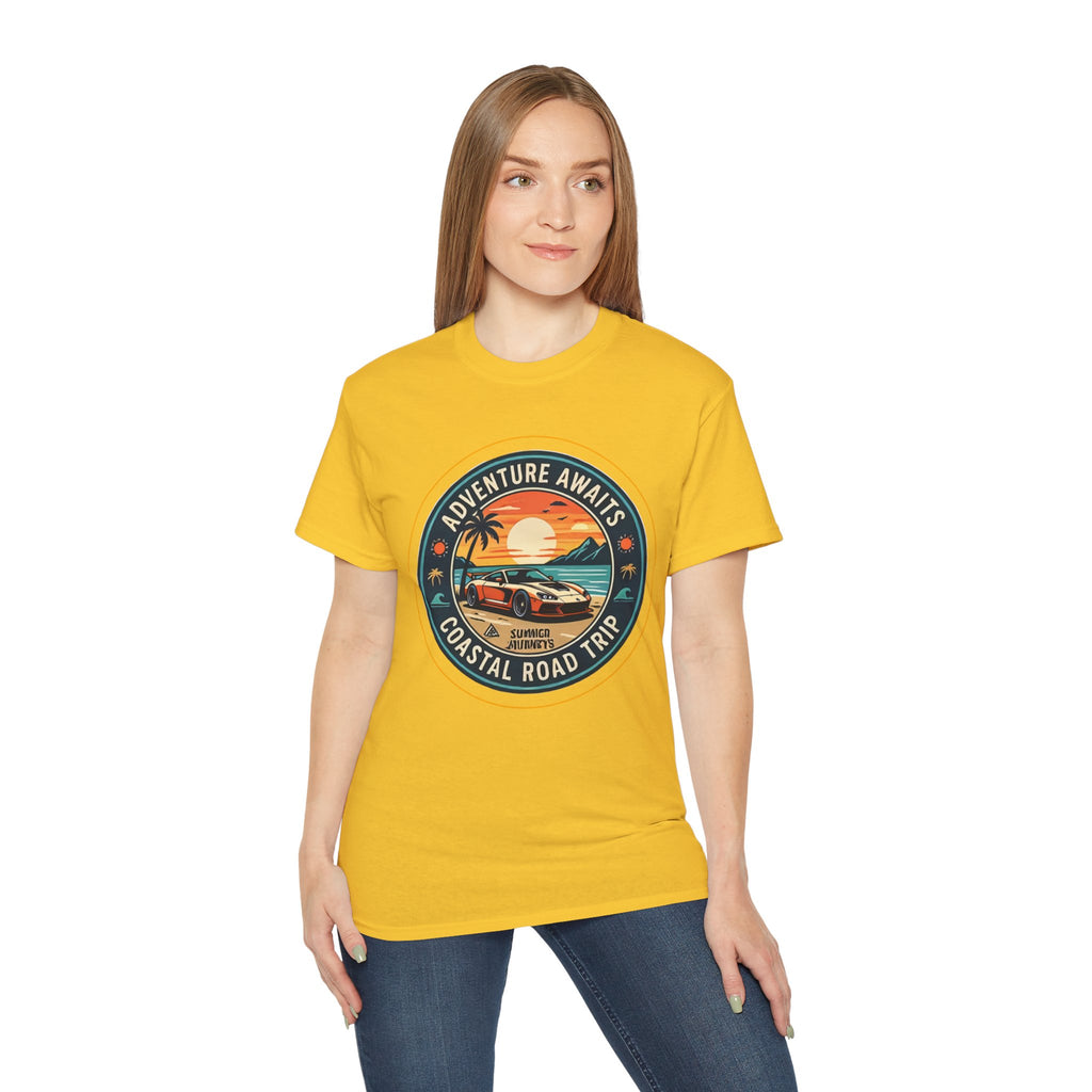 Adventure Awaits Coastal Road Trip T-Shirt | Sunset Surf Van, Catch You On The Next Wave