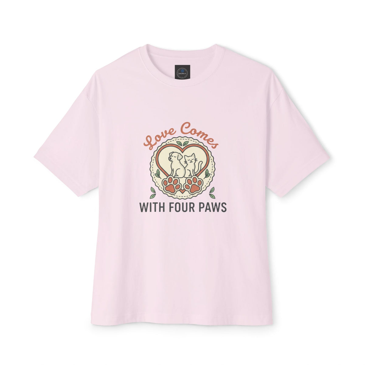 Love Comes With Four Paws T-Shirt | Dog Cat Pet Rescue Tee