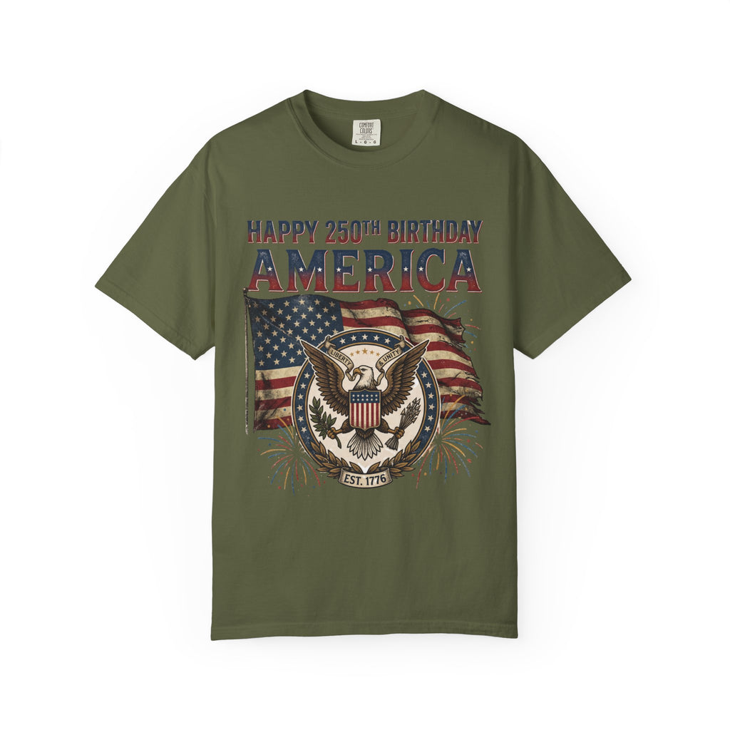 America 250th Anniversary T-Shirt — "Happy 250th Birthday America" Patriotic Tee (1776–2026)