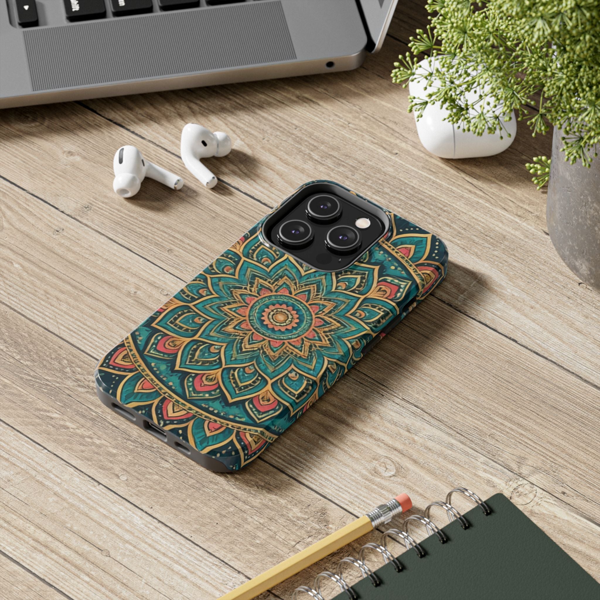 Teal Gold Mandala Tough Phone Case